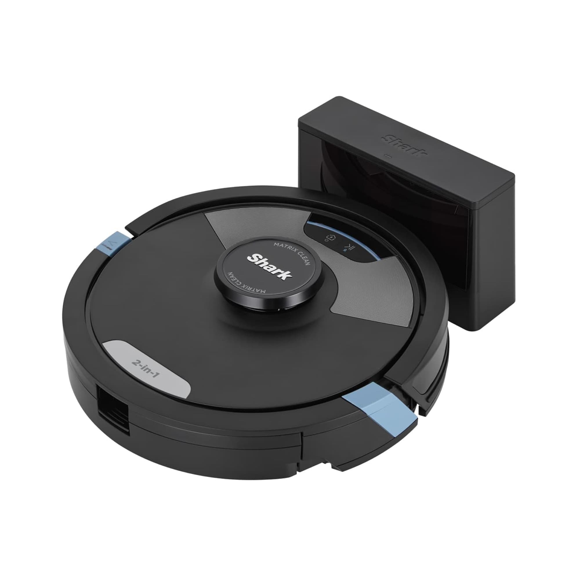 The black robot vacuum from the side