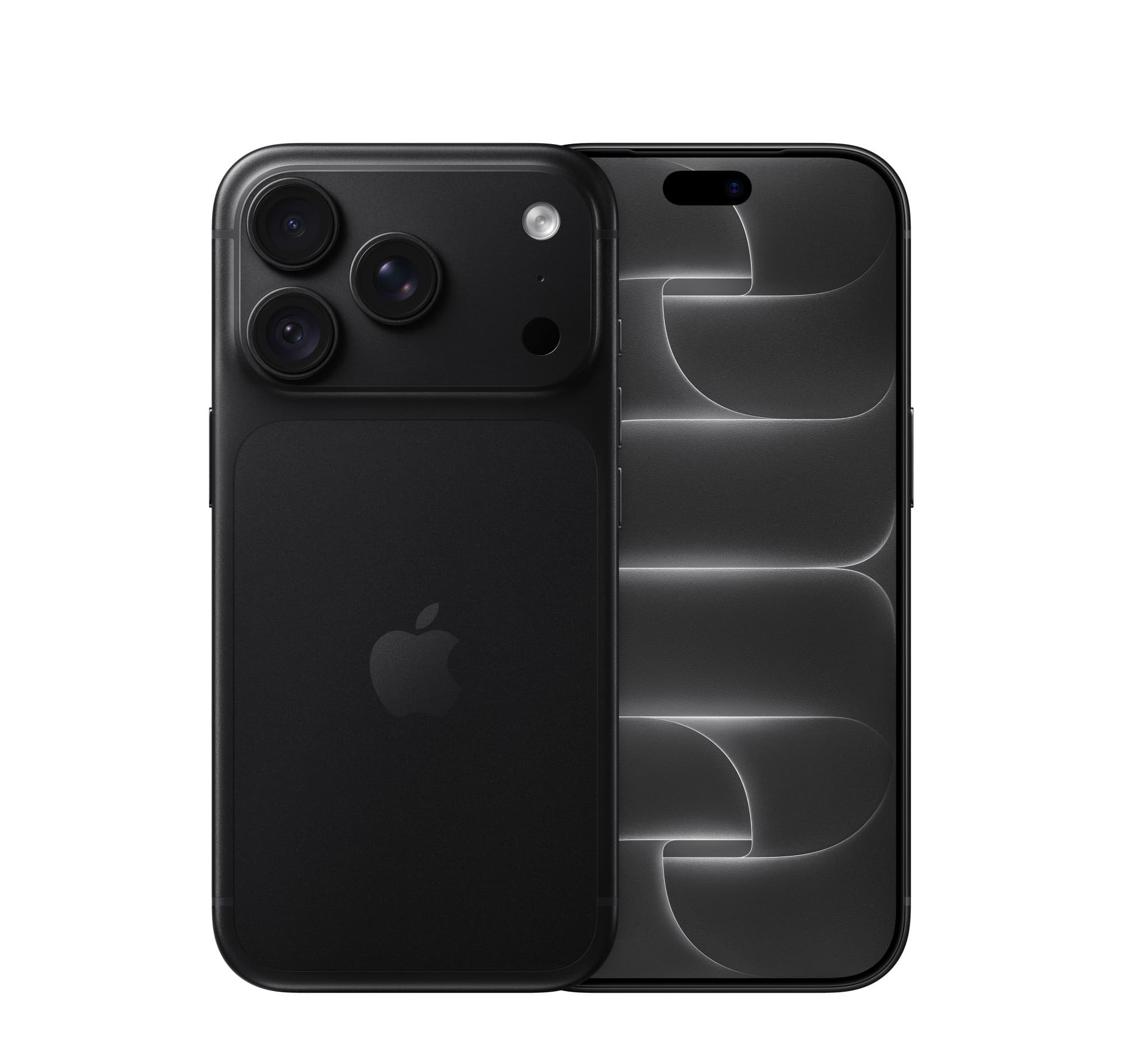 iPhone 18 Pro i svart, fram- och baksida