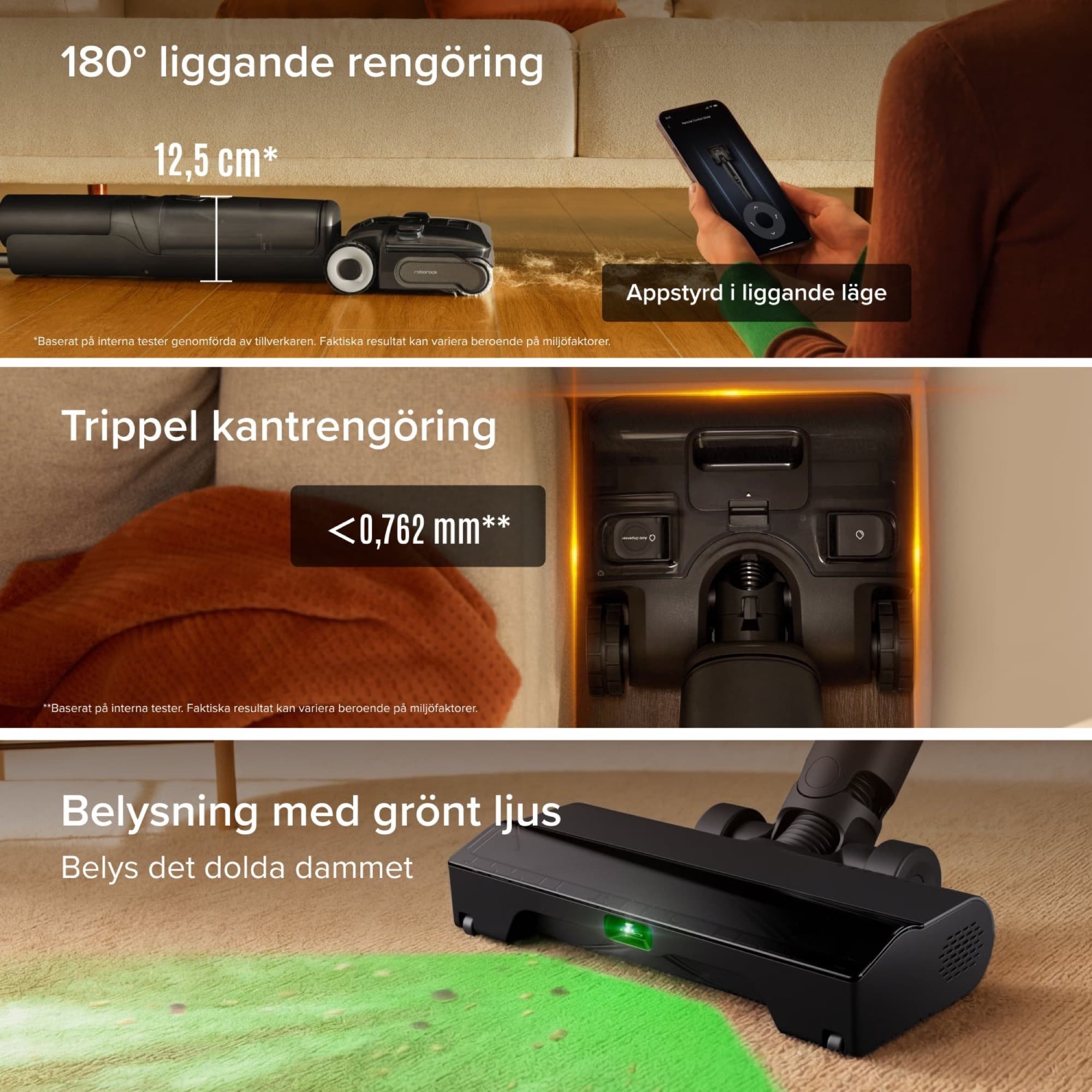 Lie-flat, edge cleaning and green light