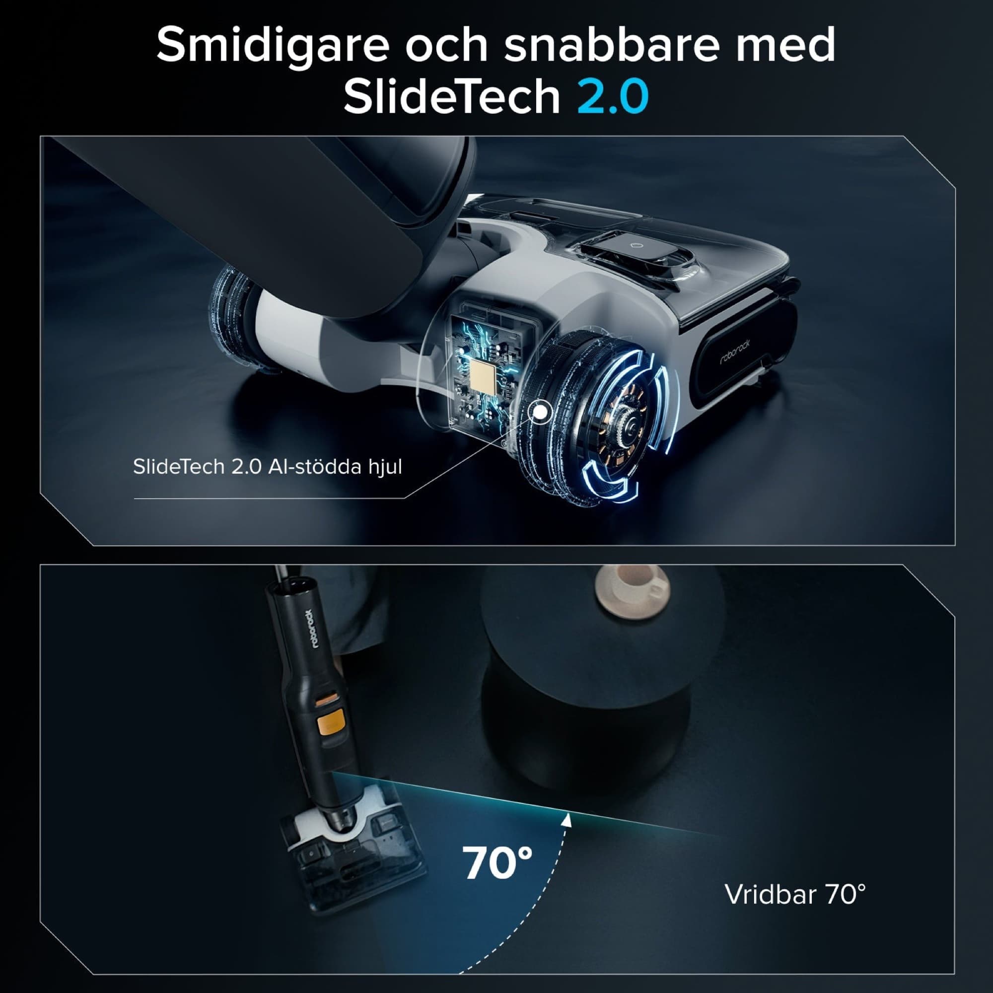 Hjul med motorhjälp och vridbart huvud