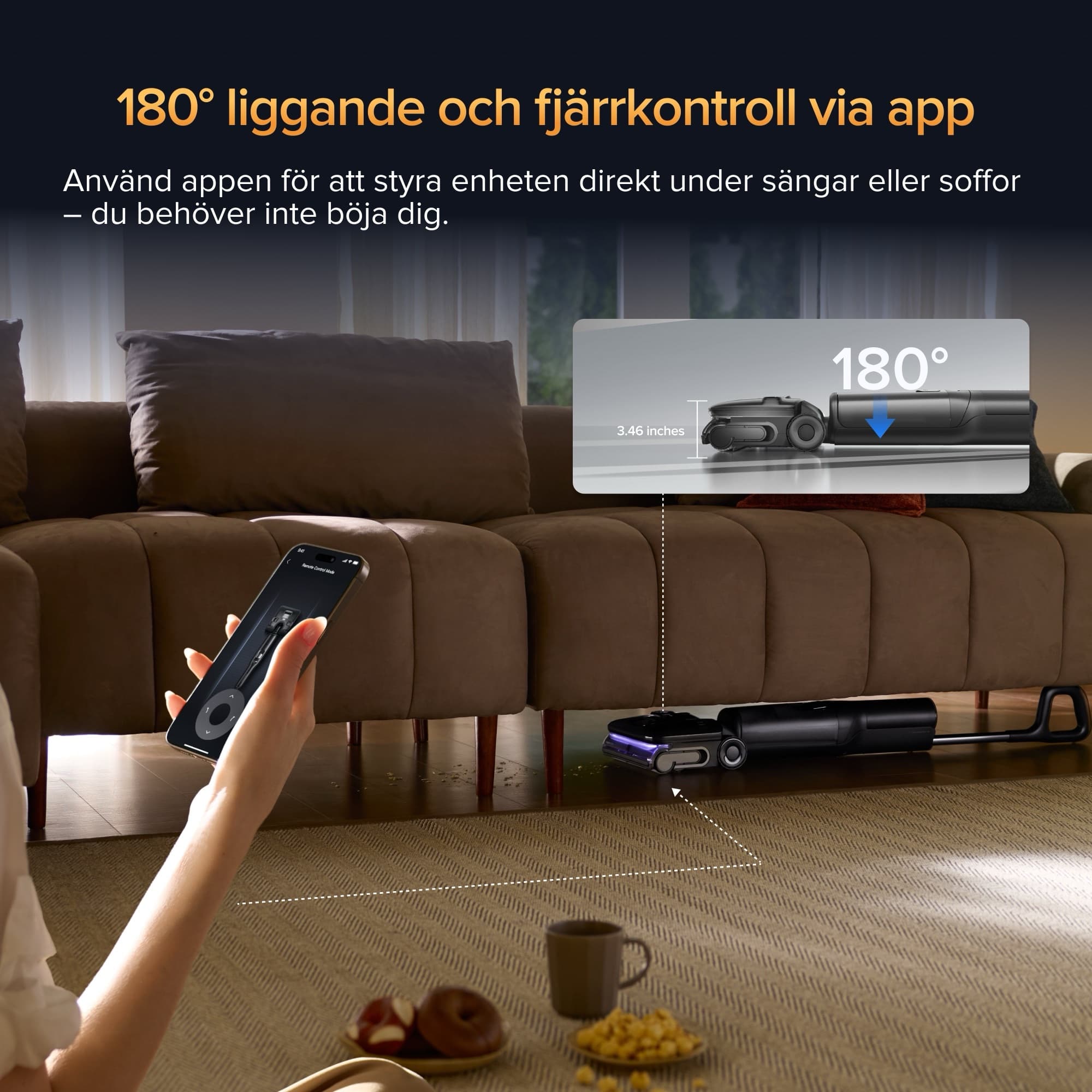Liggande läge som styrs från appen