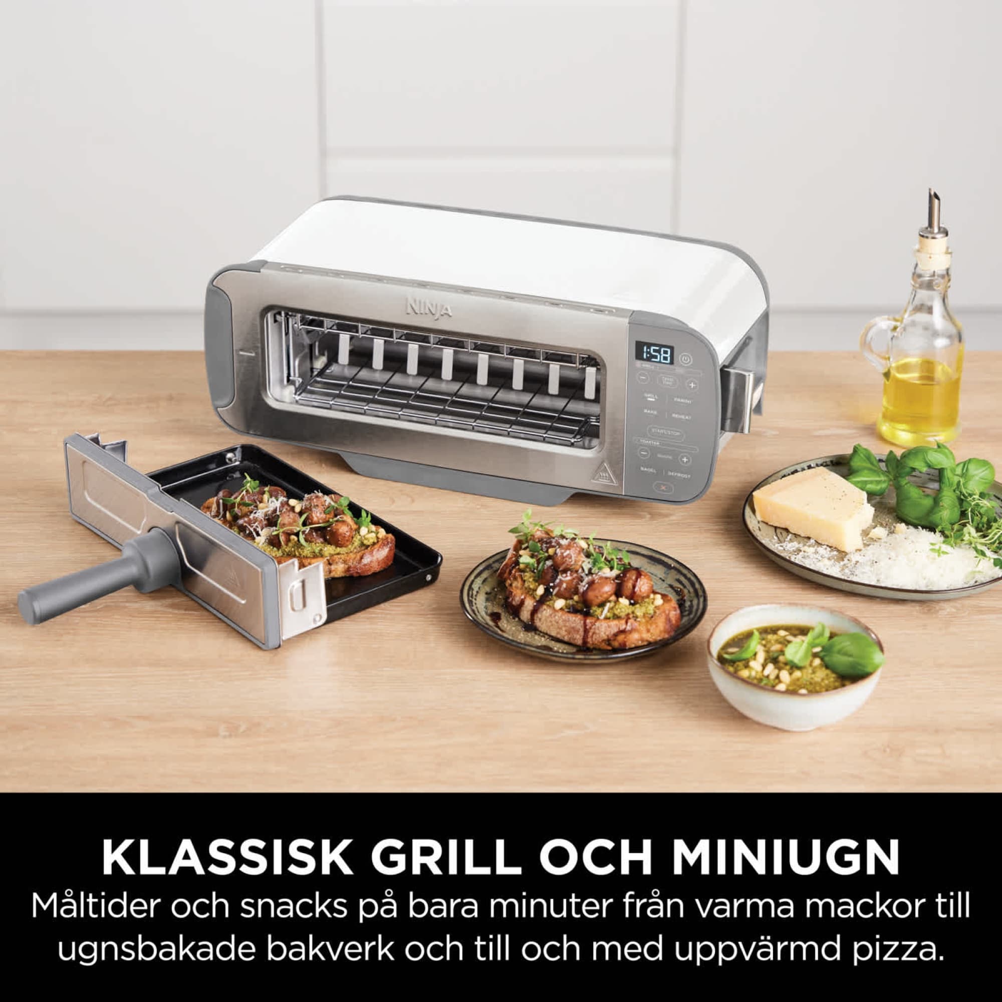 Grillbrickan med rätter från grill och miniugn