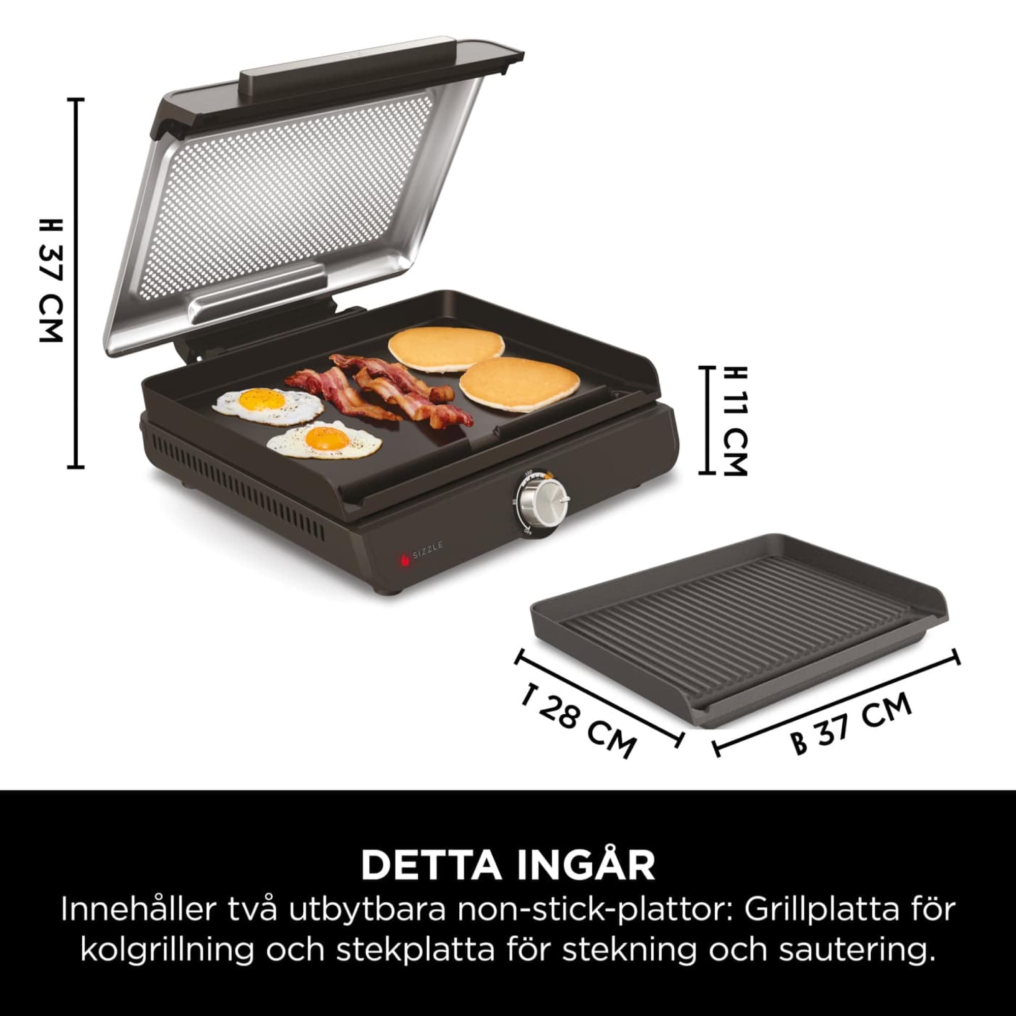 Grillplatta och stekhäll med mått
