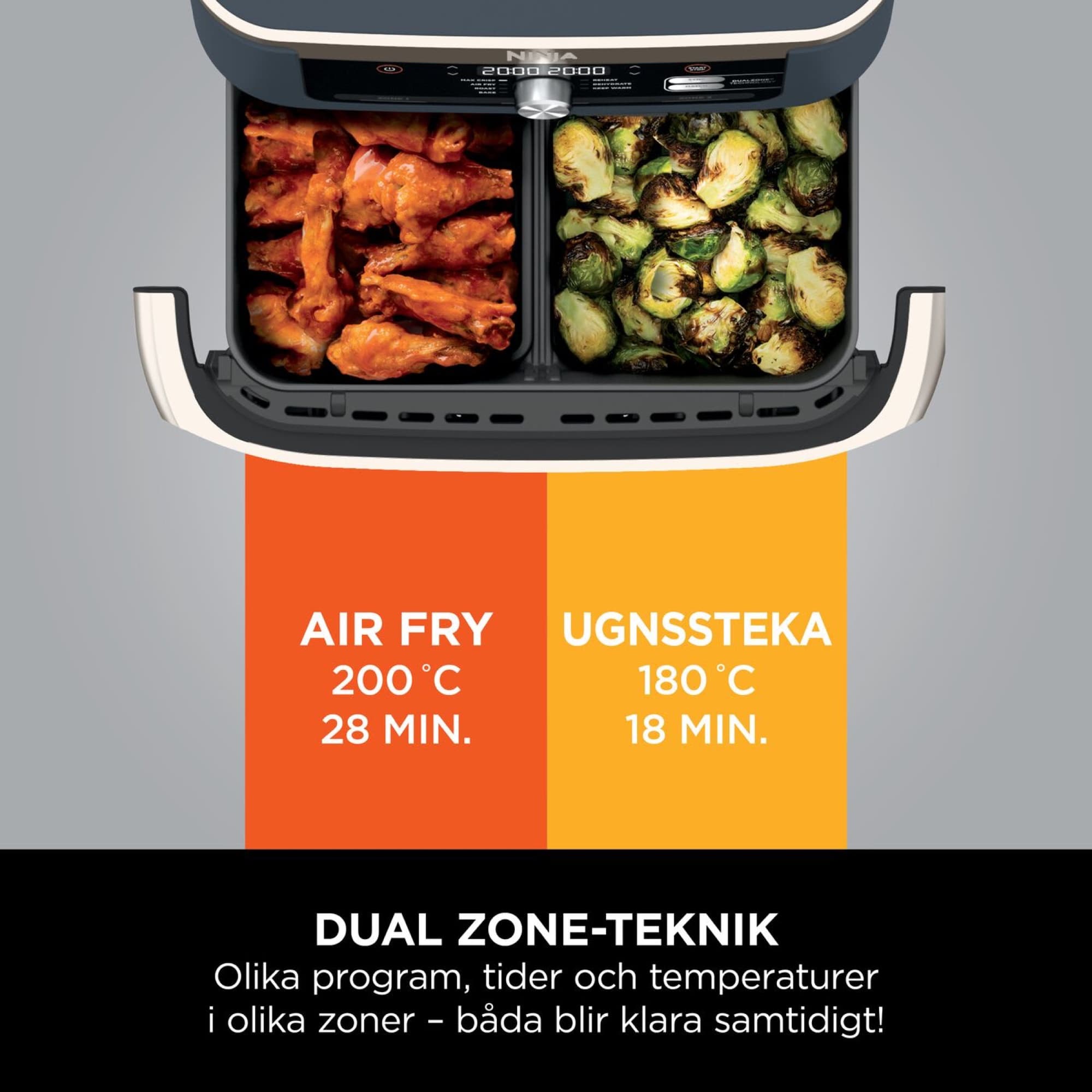 Två zoner med olika program, båda klara samtidigt