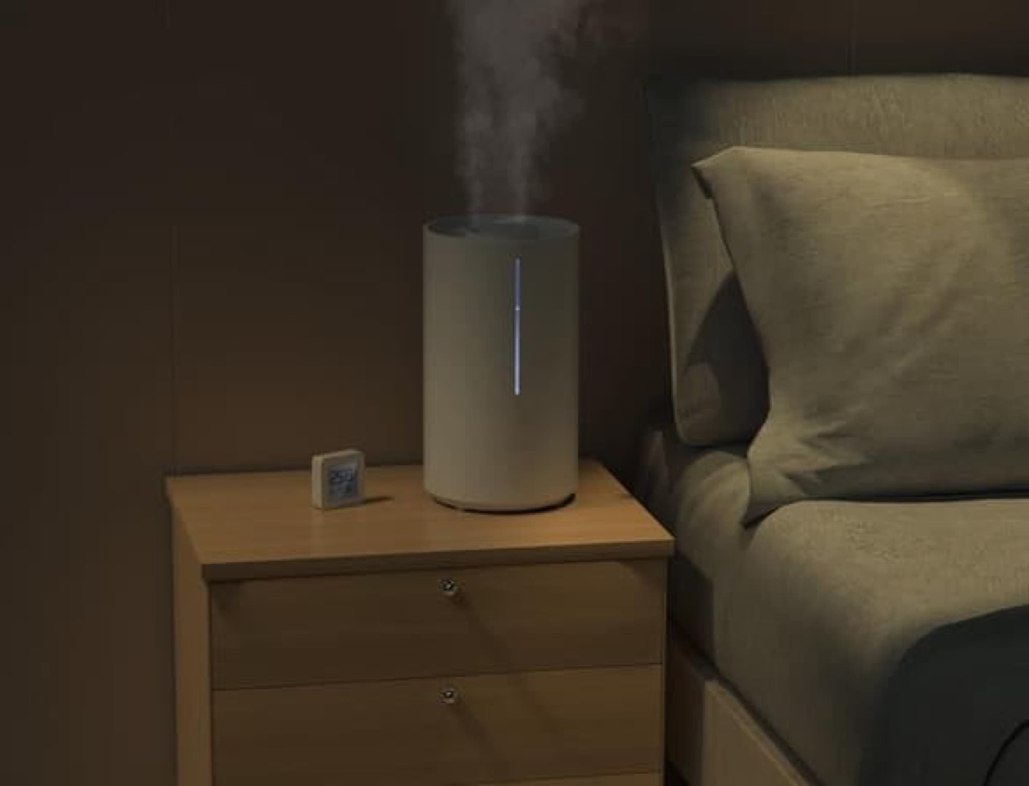 The humidifier by the bed