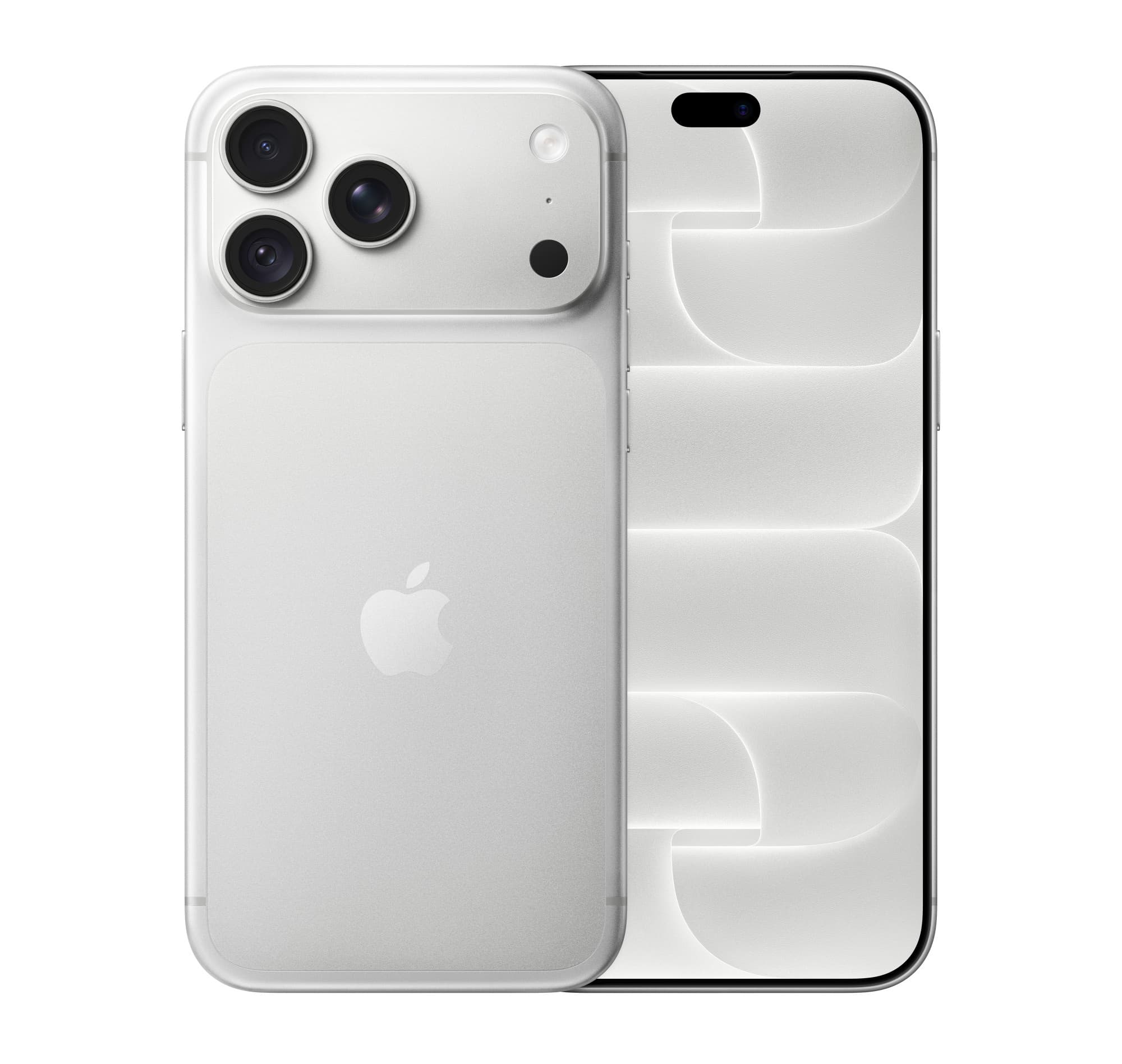 iPhone 18 Pro Max i silver, fram- och baksida