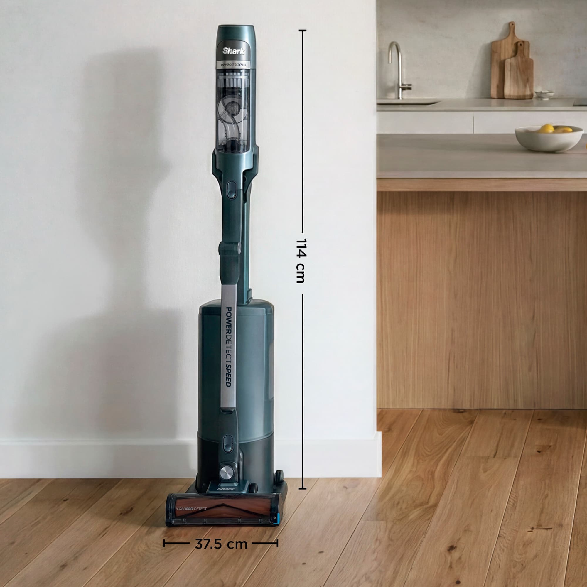The vacuum in its station, about 114 cm tall