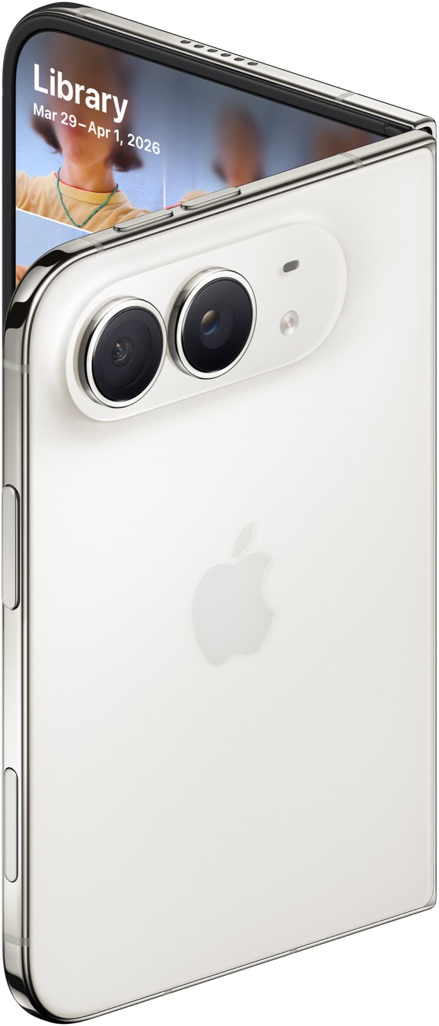 iPhone Duo i stjärnvit, öppen från sidan
