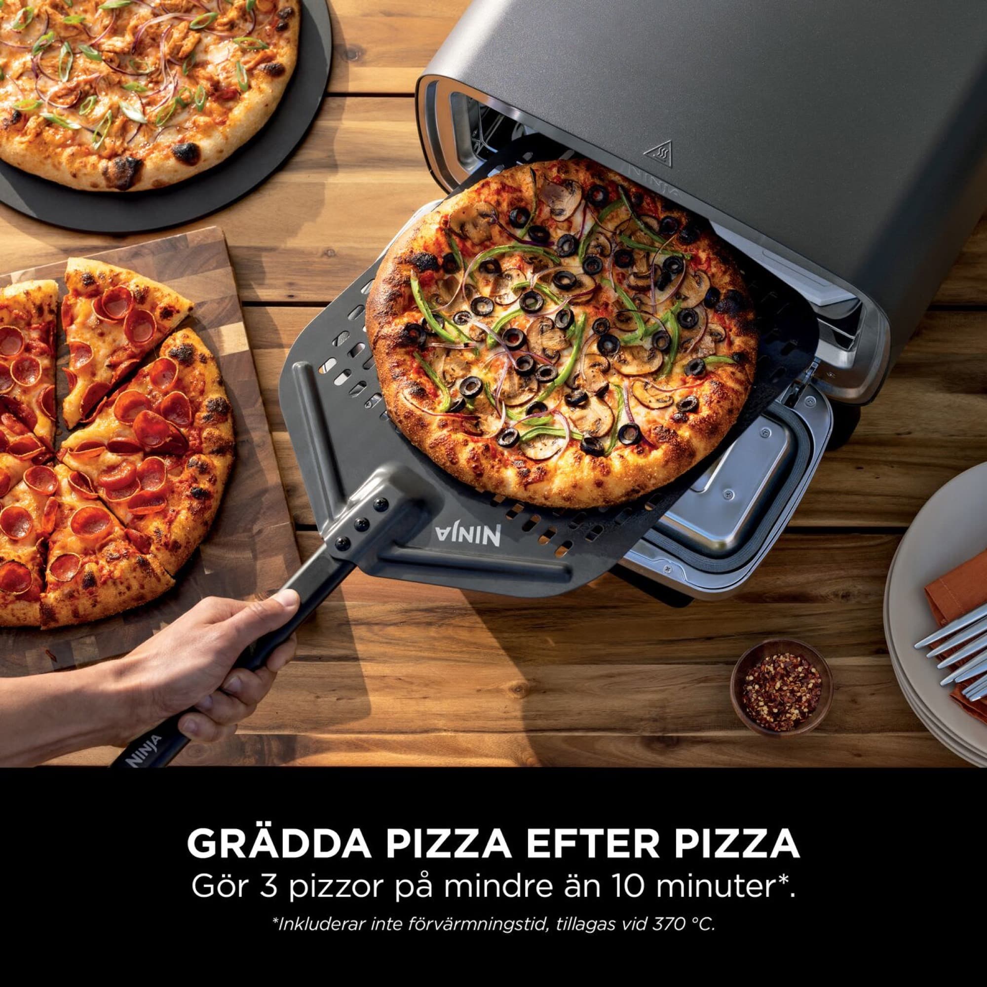 Pizzor gräddade efter varandra