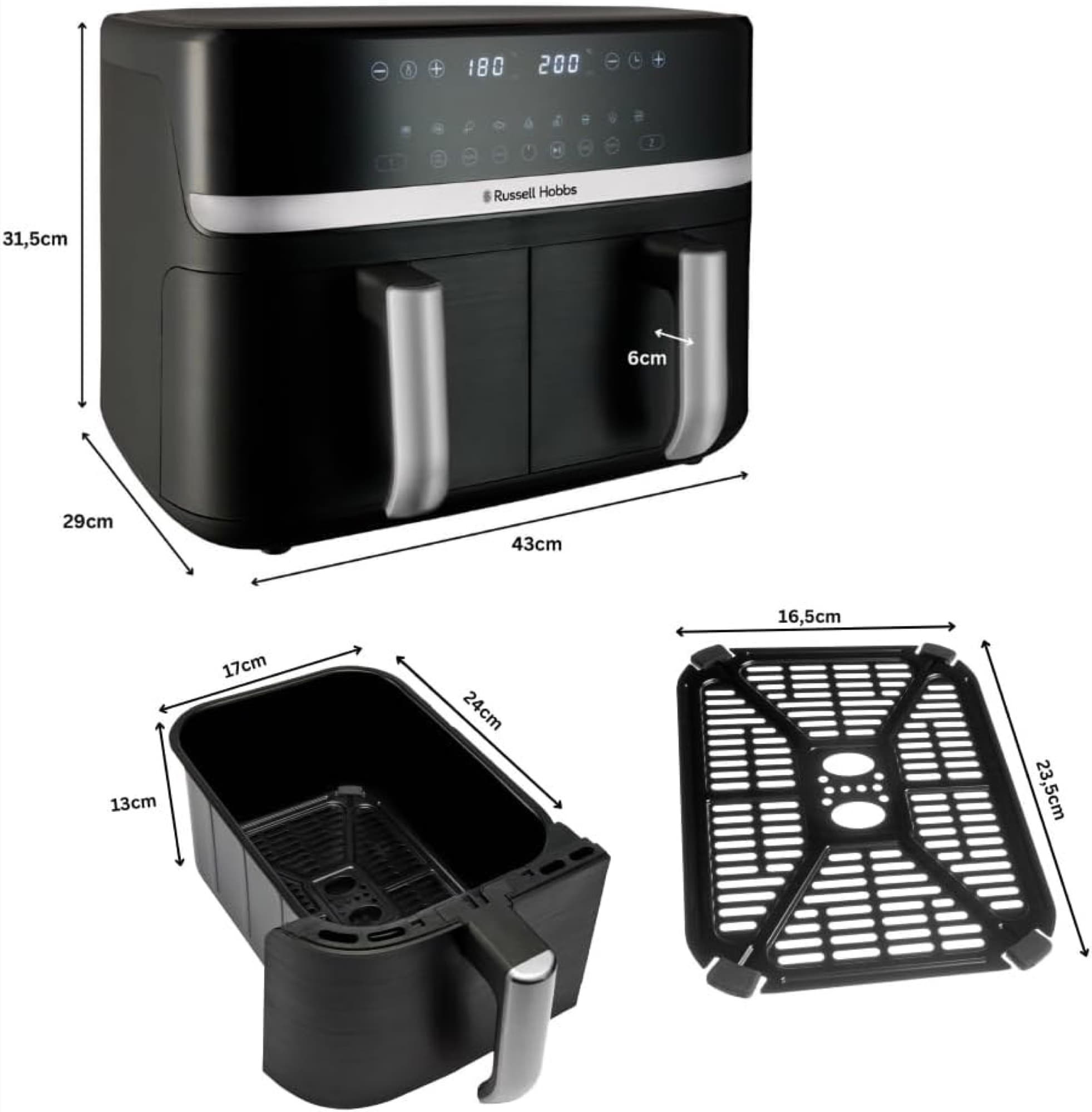 Mått på airfryer och korgar