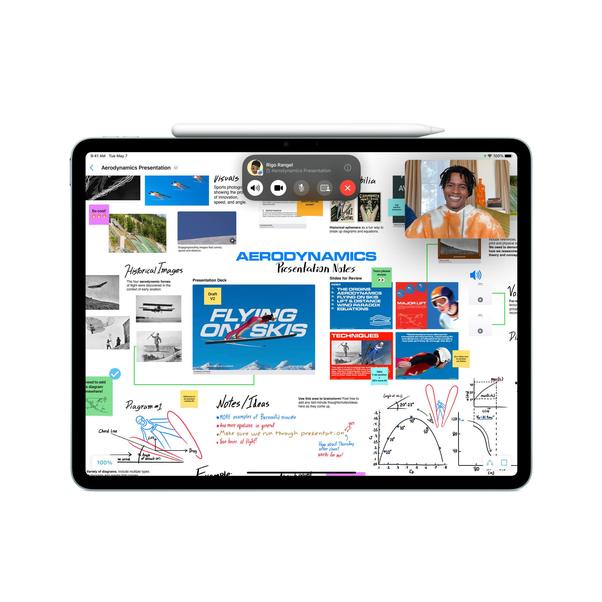 Apple Pencil Pro på en iPad med anteckningar