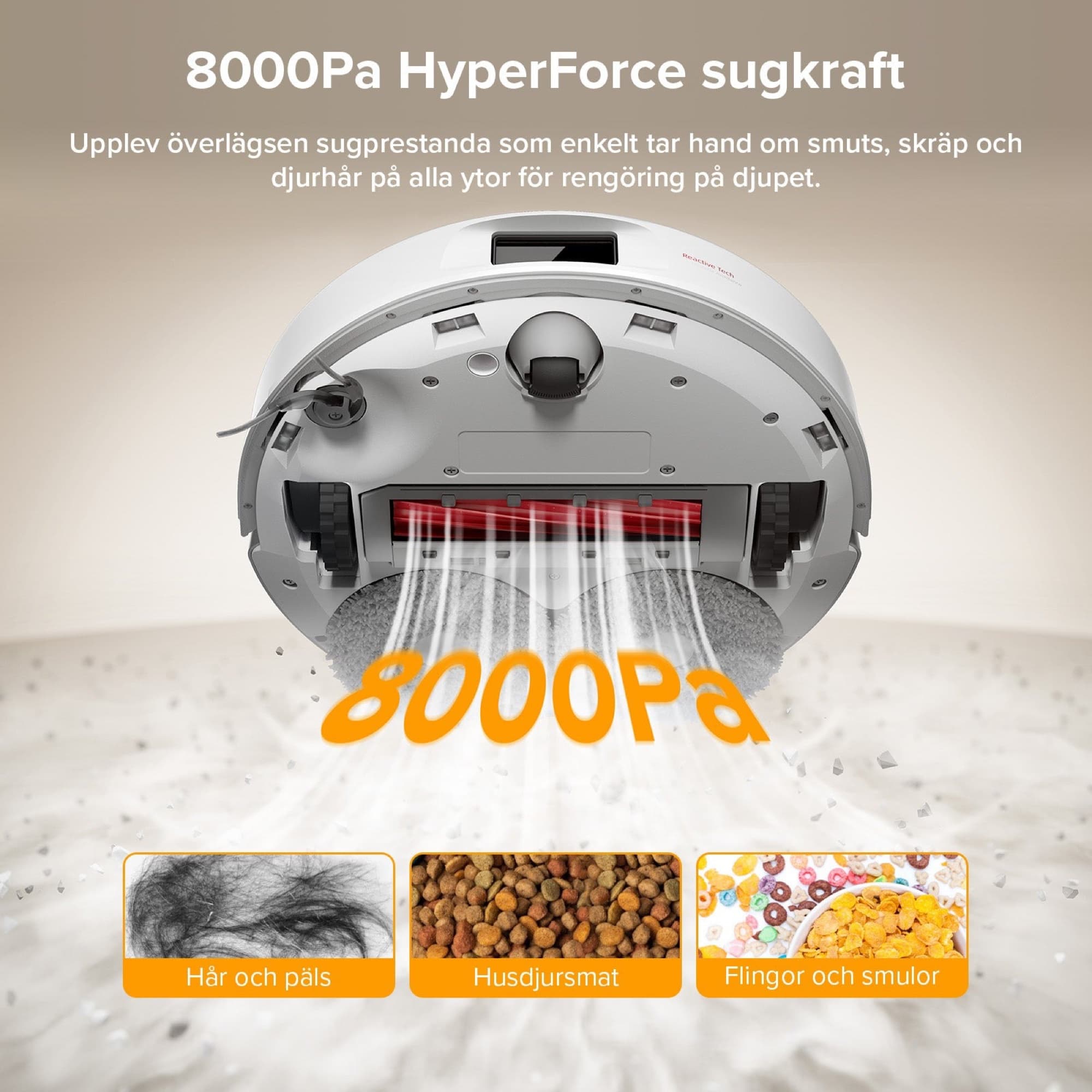 Undersidan av QV 35A med huvudborste i gummi