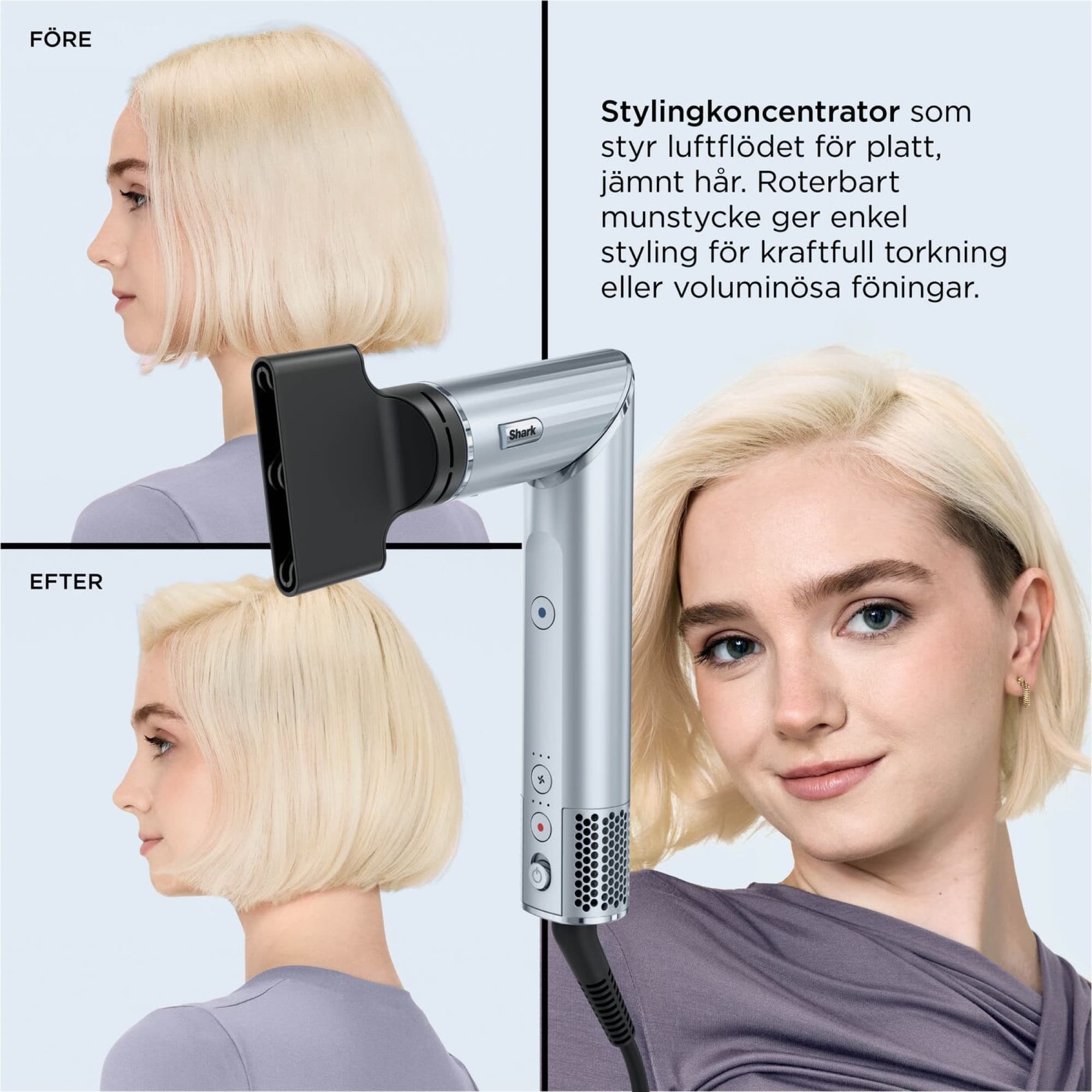 Stylingkoncentratorn för en slät föning