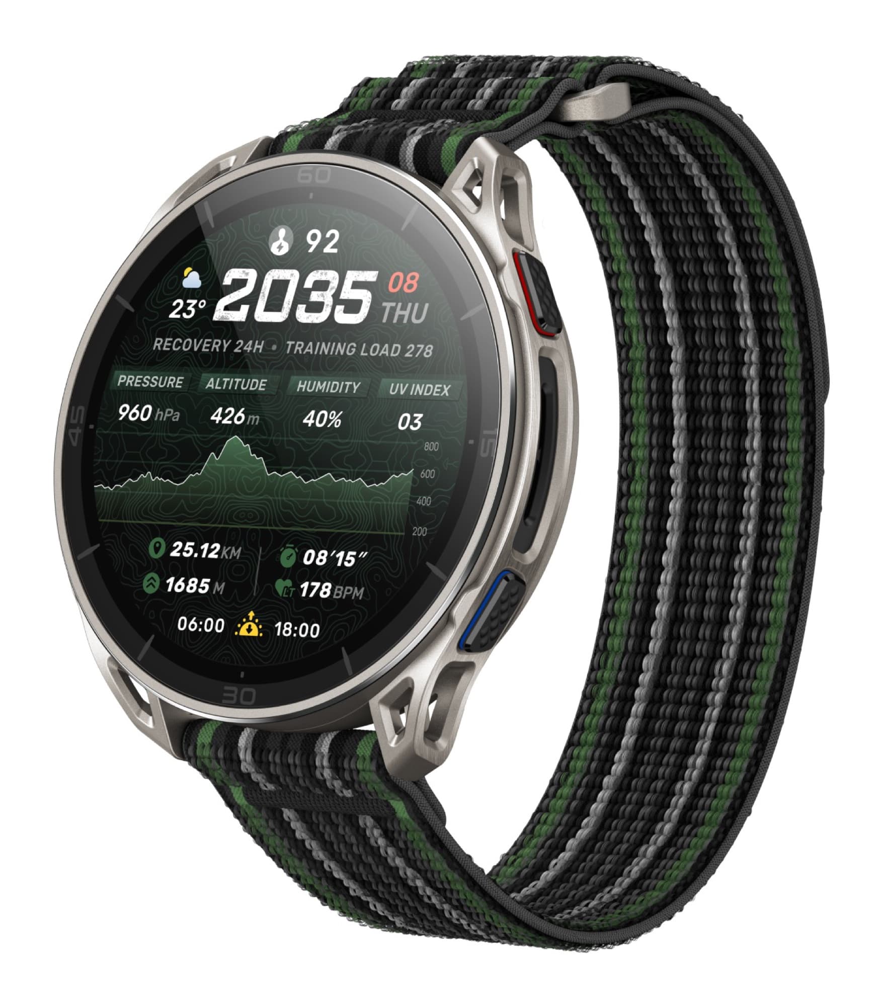 Cheetah 2 Ultra med randigt grönt nylonarmband