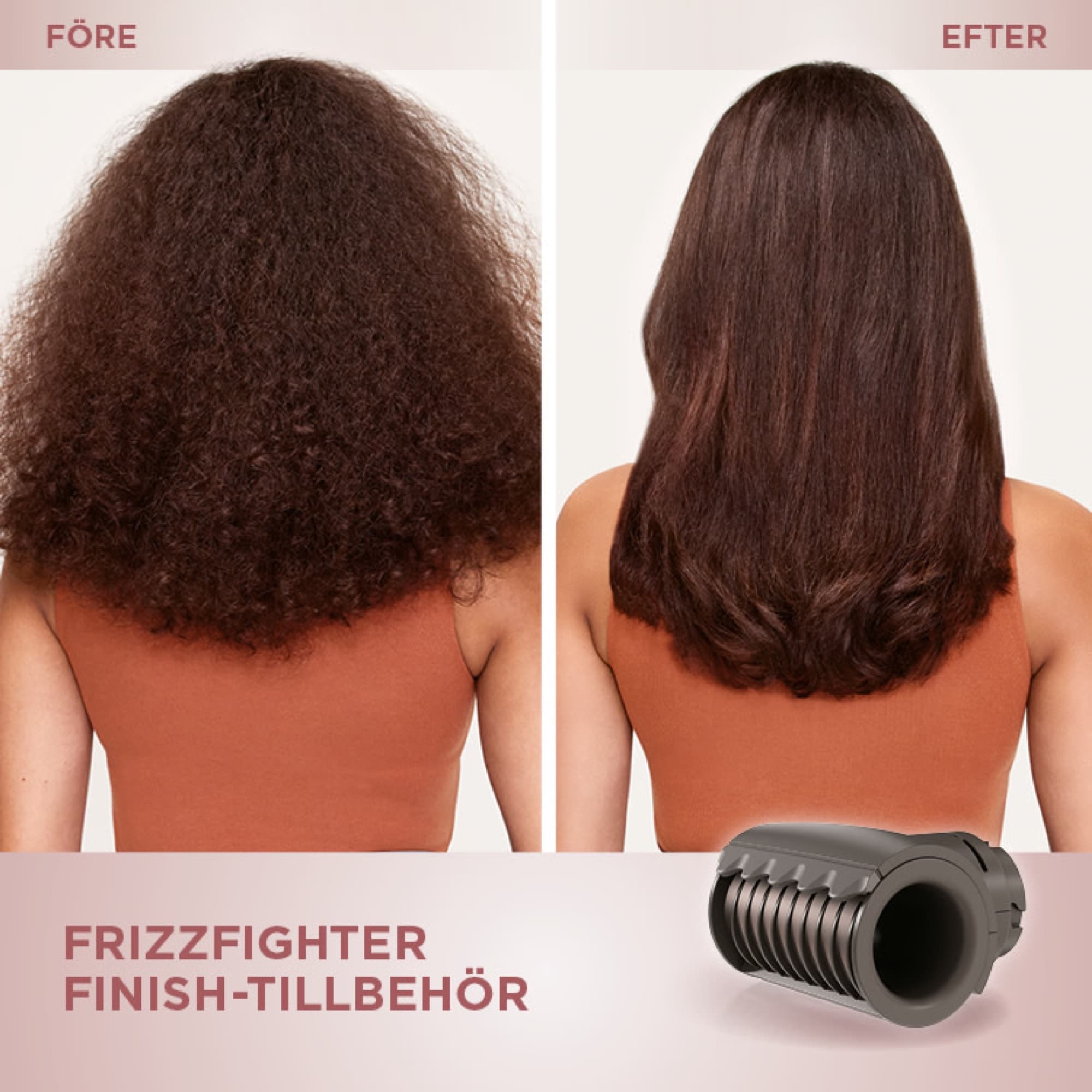FrizzFighter-tillbehöret före och efter
