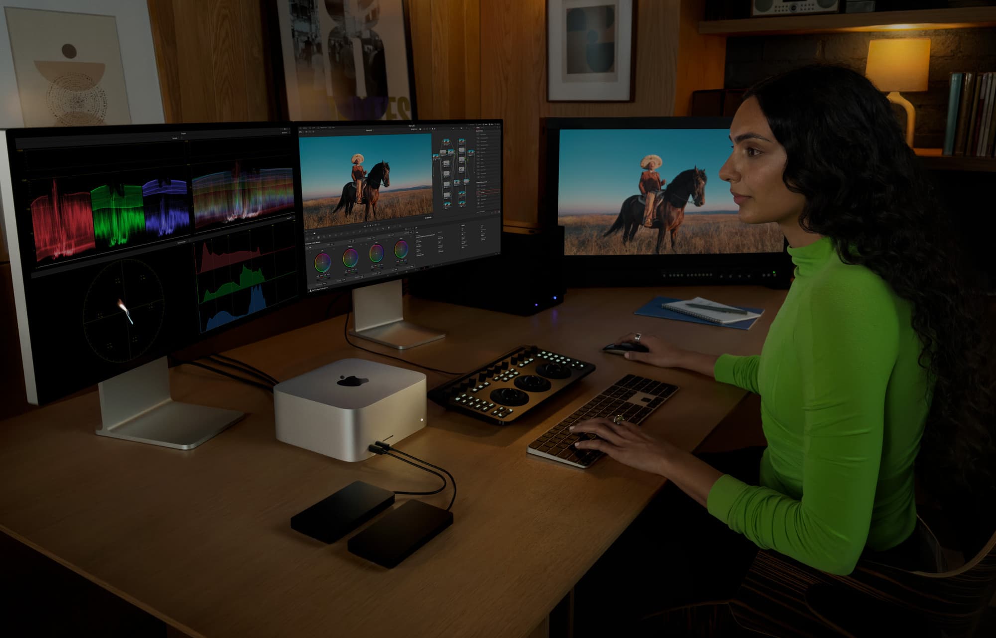 Videoredigering med Mac Studio och flera skärmar