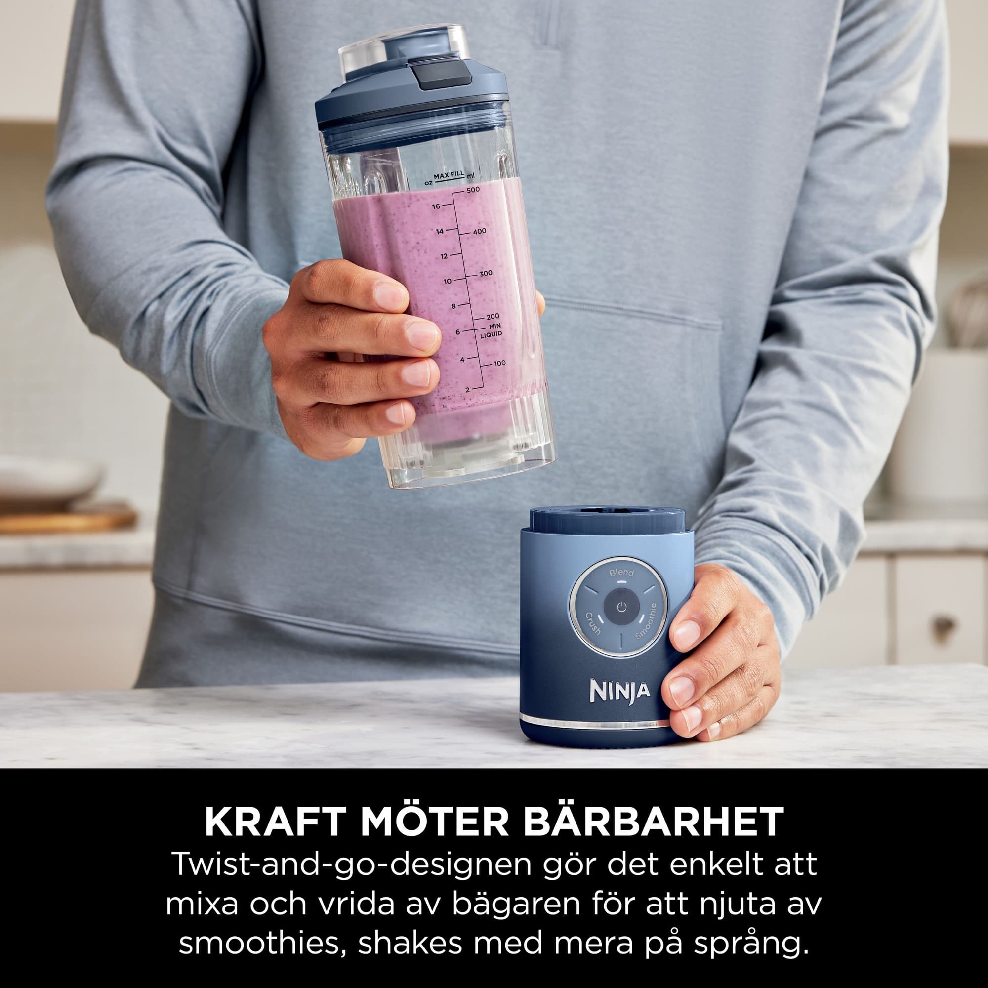 Bägaren vrids loss från motorenheten