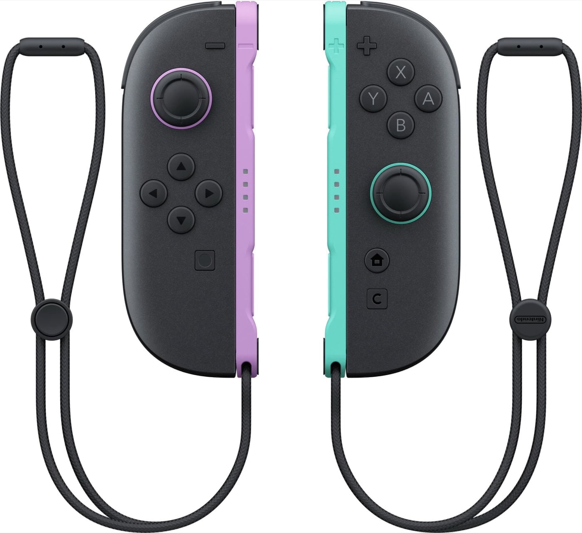 Joy-Con 2 ljuslila och ljusgrön med remmar
