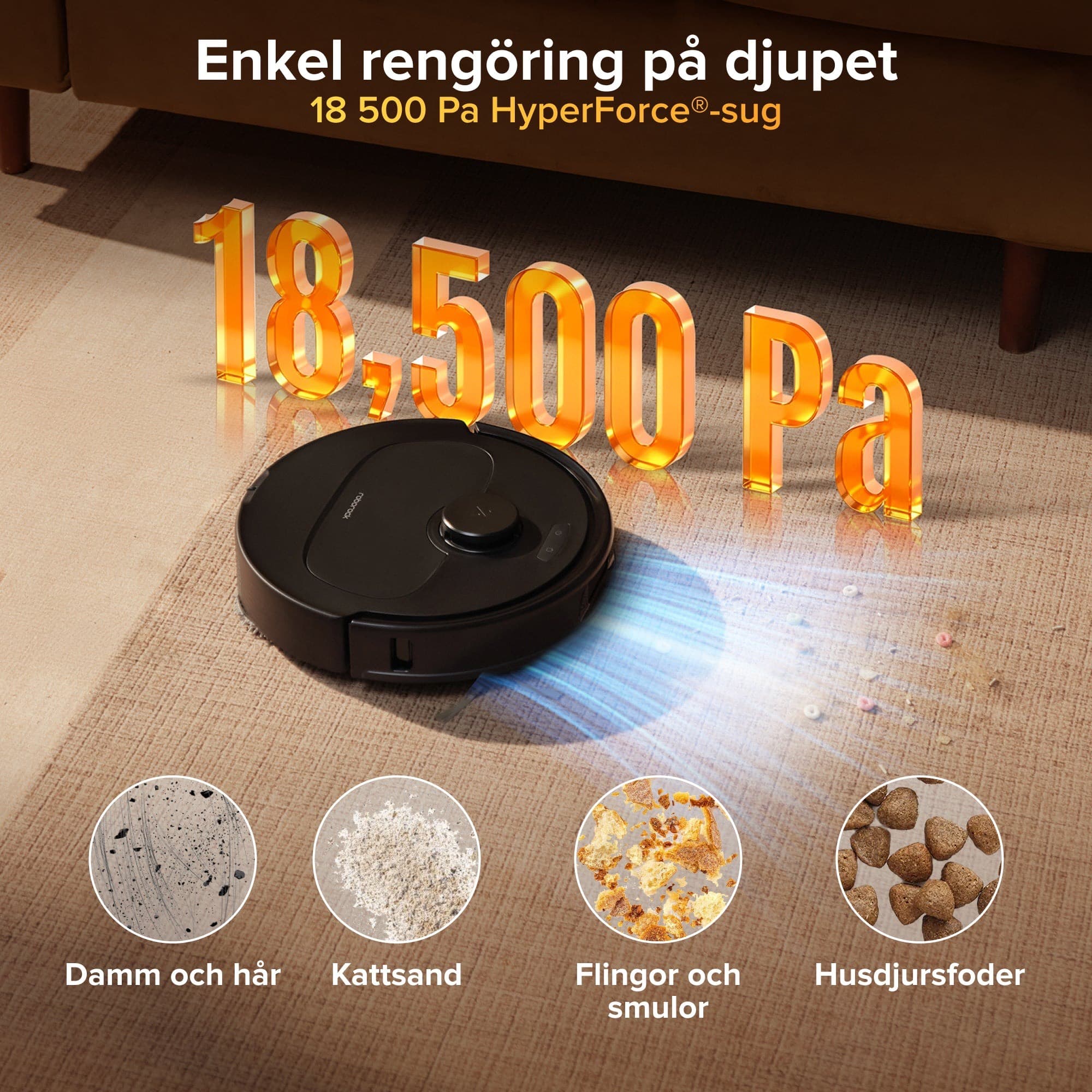 Qrevo S Pro dammsuger smulor och djurhår