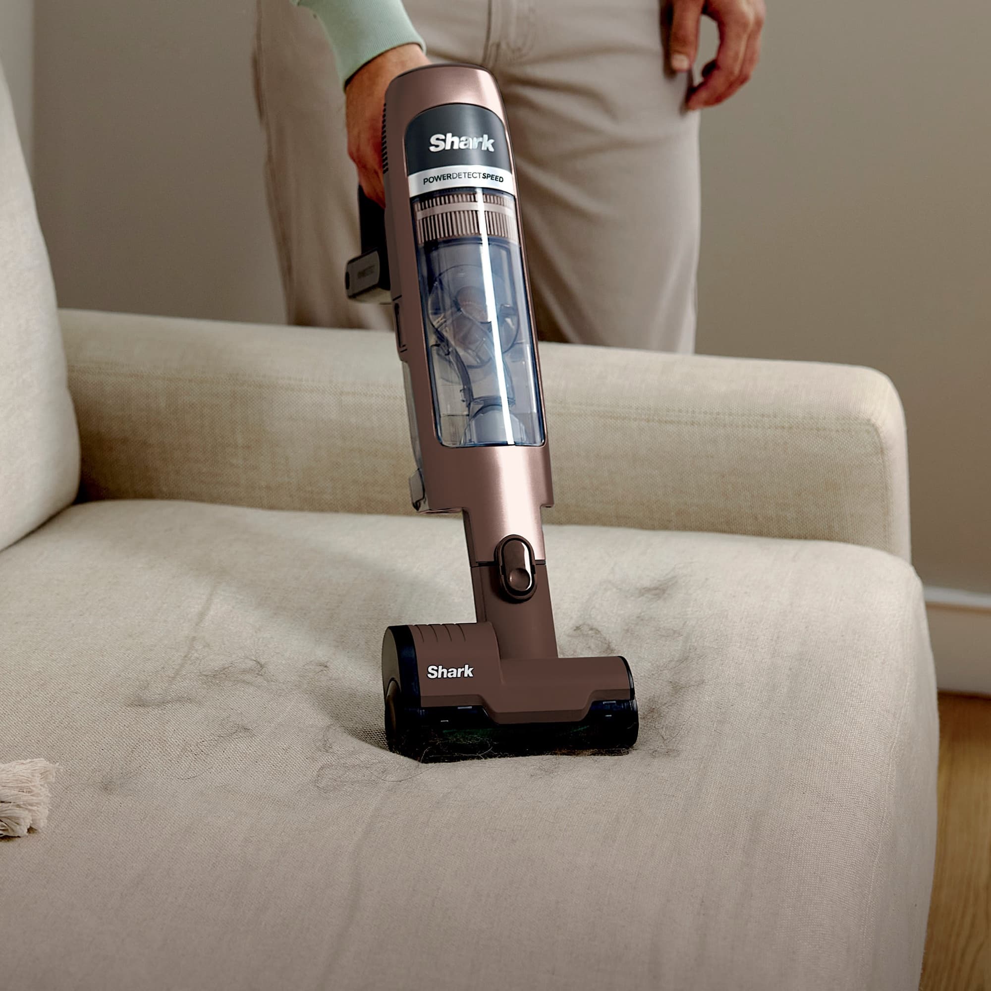 The motorised hand tool on the sofa