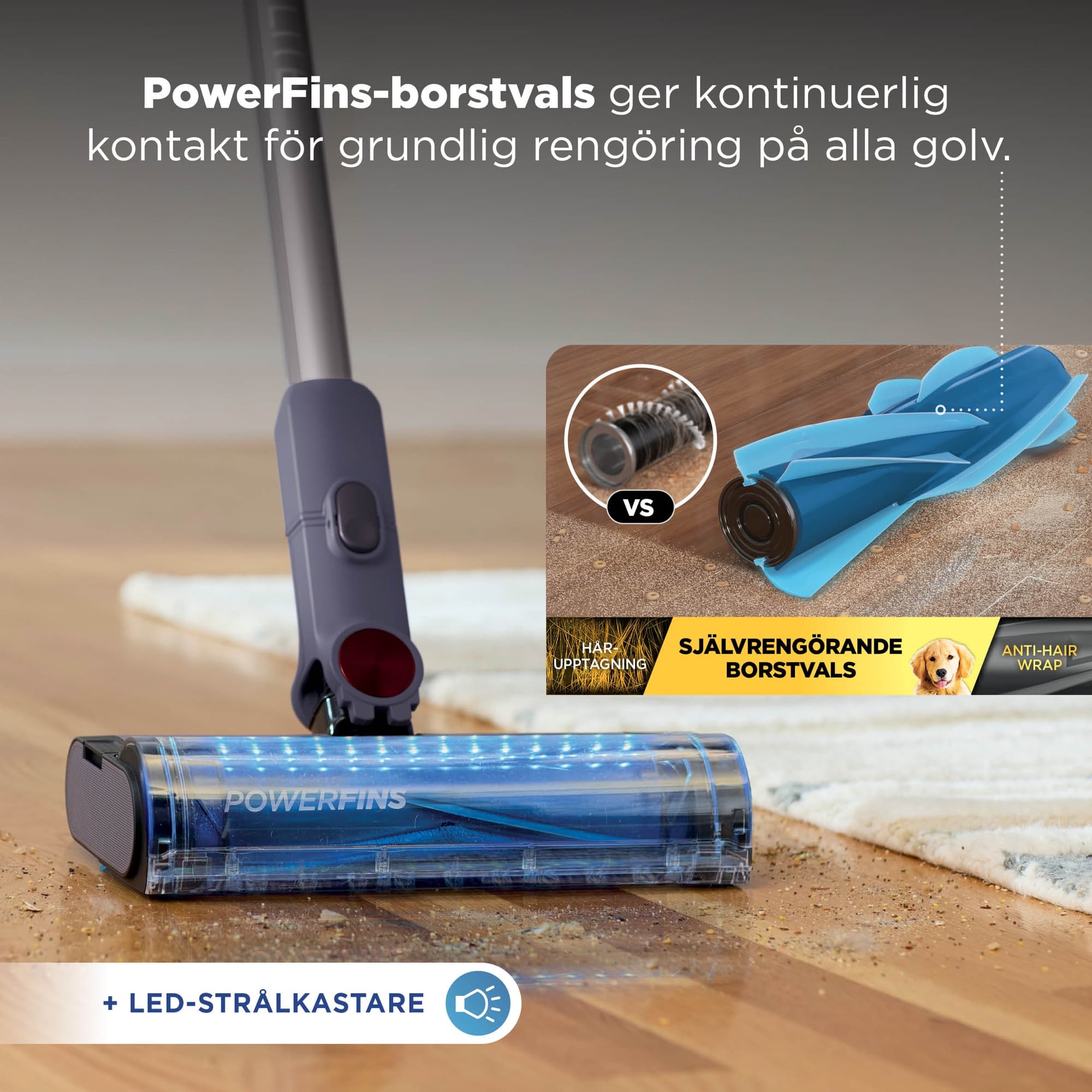 PowerFins-borstvalsen med LED-ljus