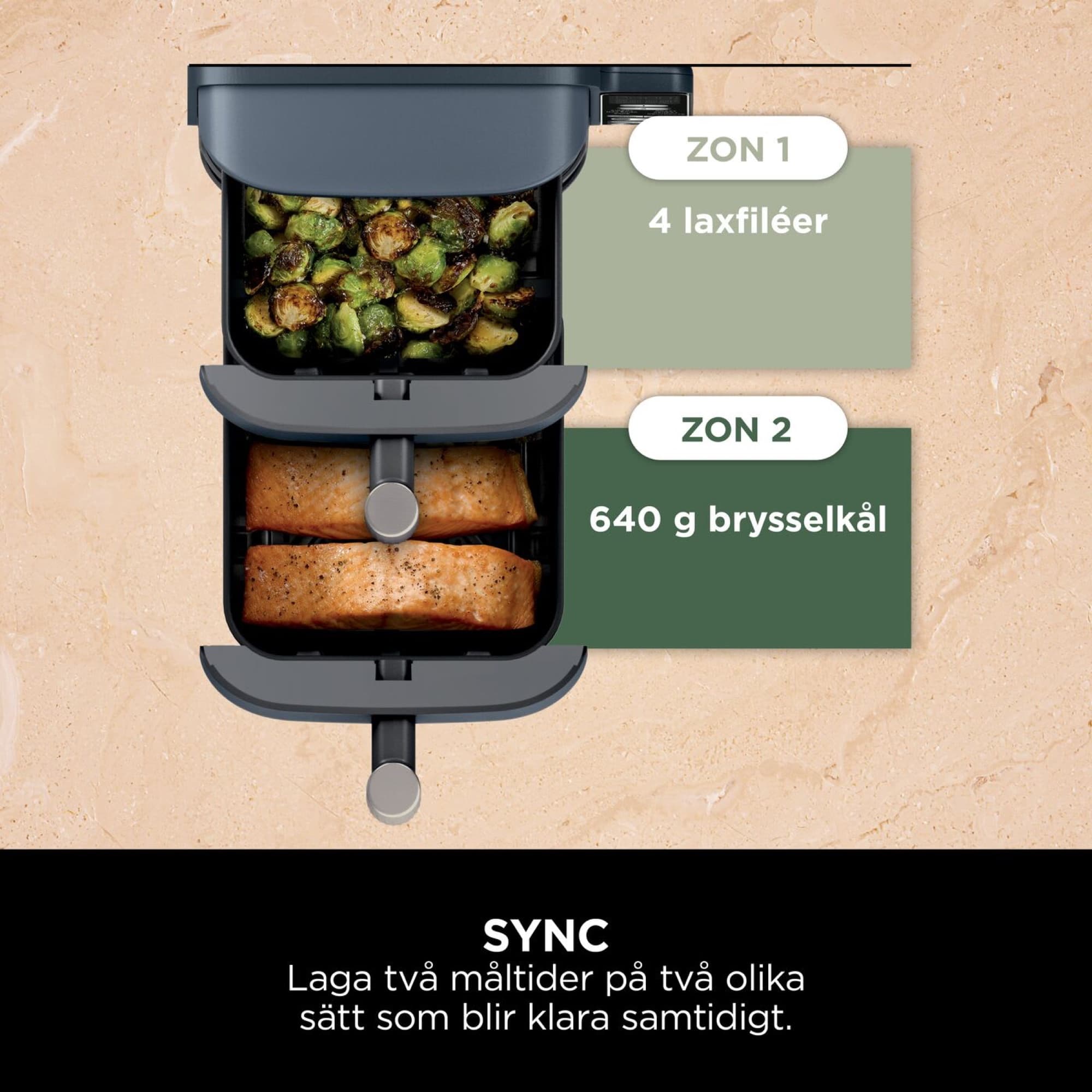 Grönsaker i den ena lådan, lax i den andra