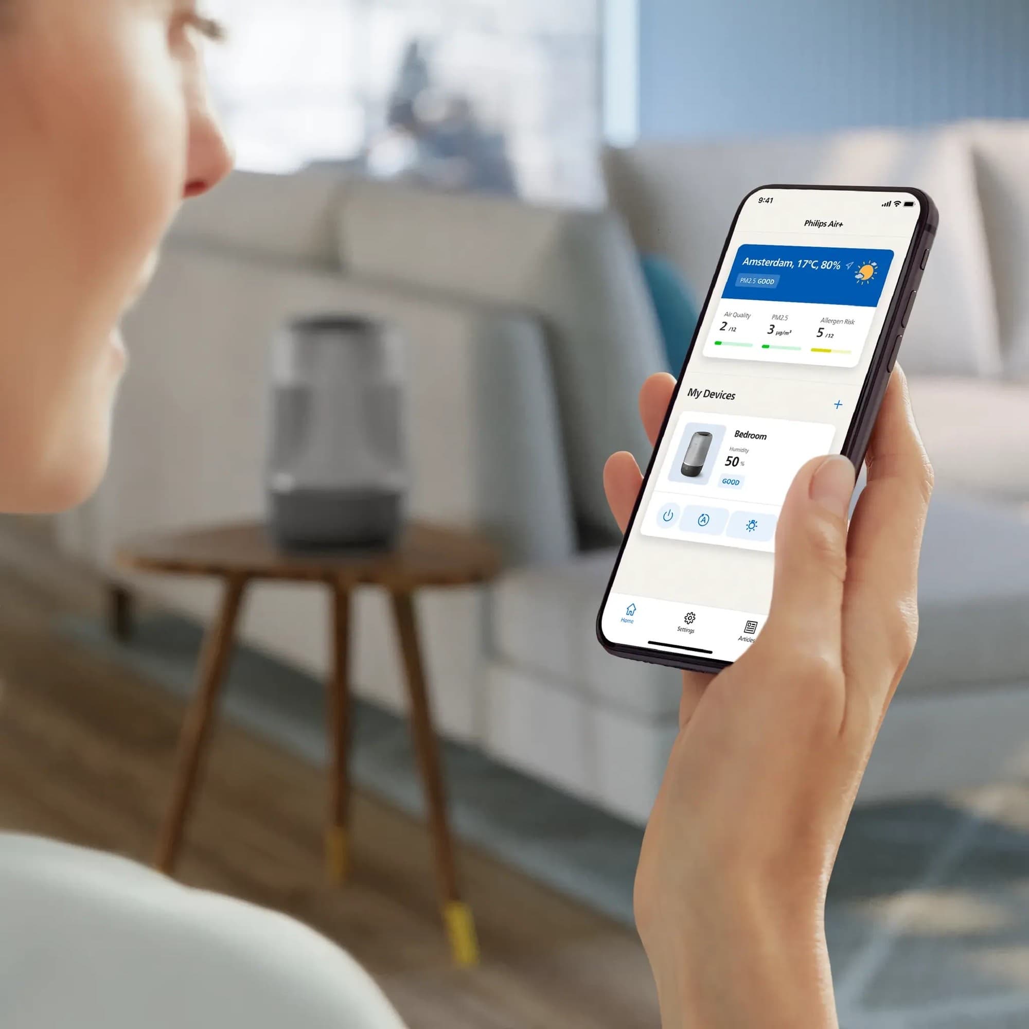 Styrning med Air+-appen i mobilen