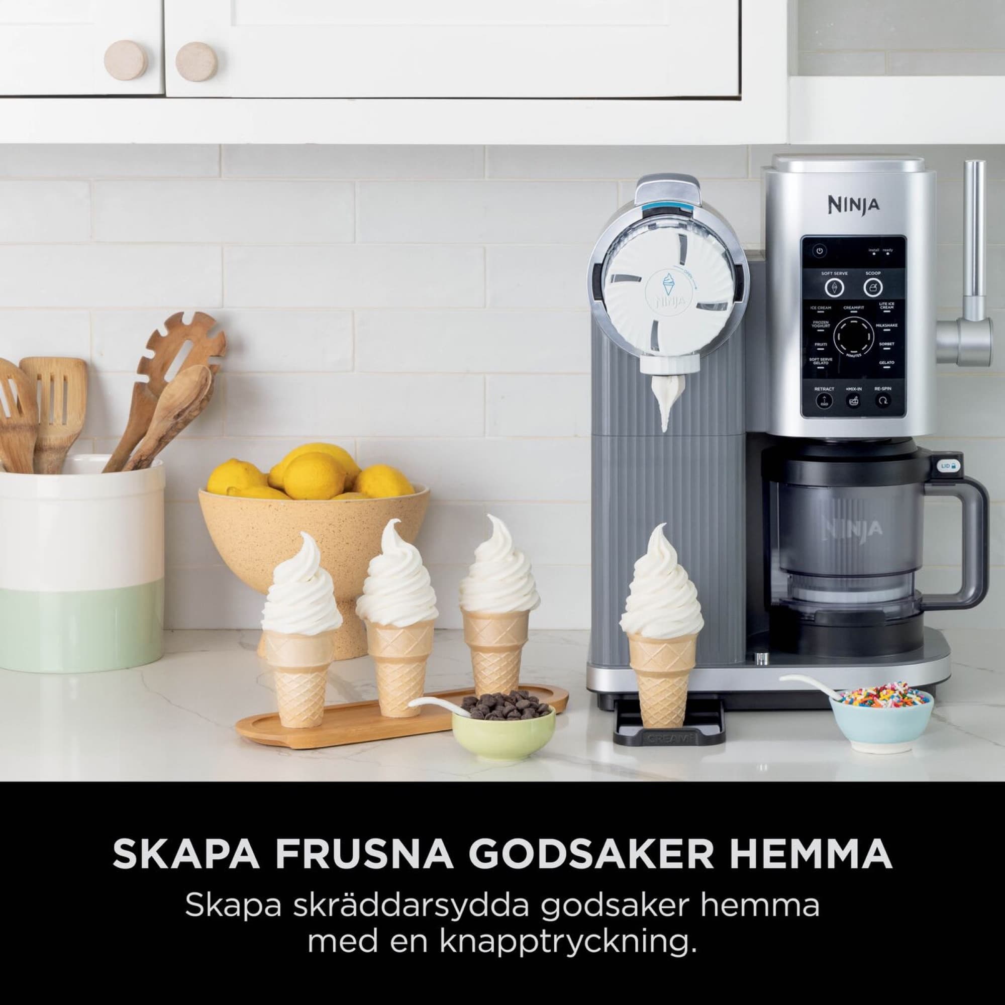 Mjukglass i rån bredvid maskinen