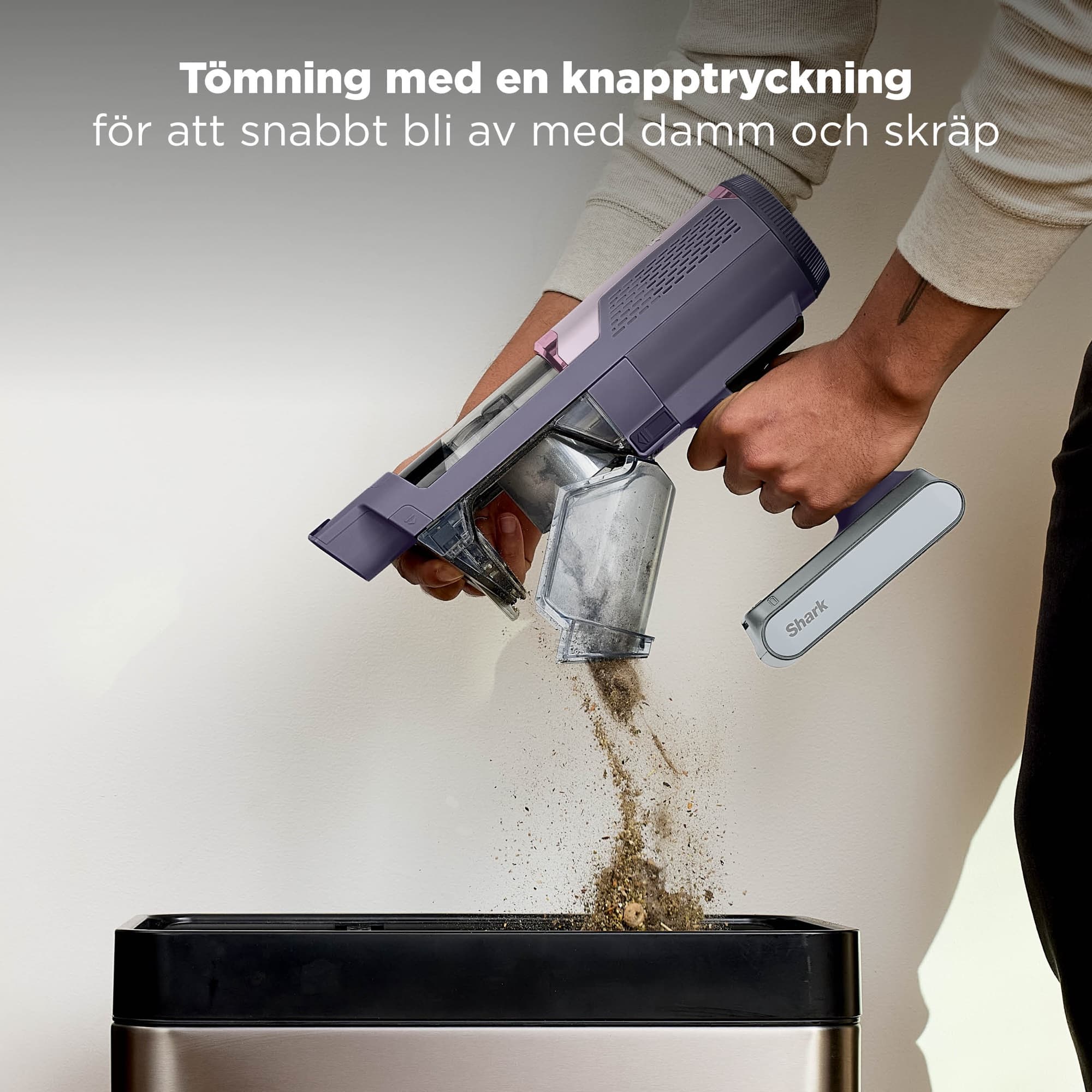 The dust bin emptied at the push of a button