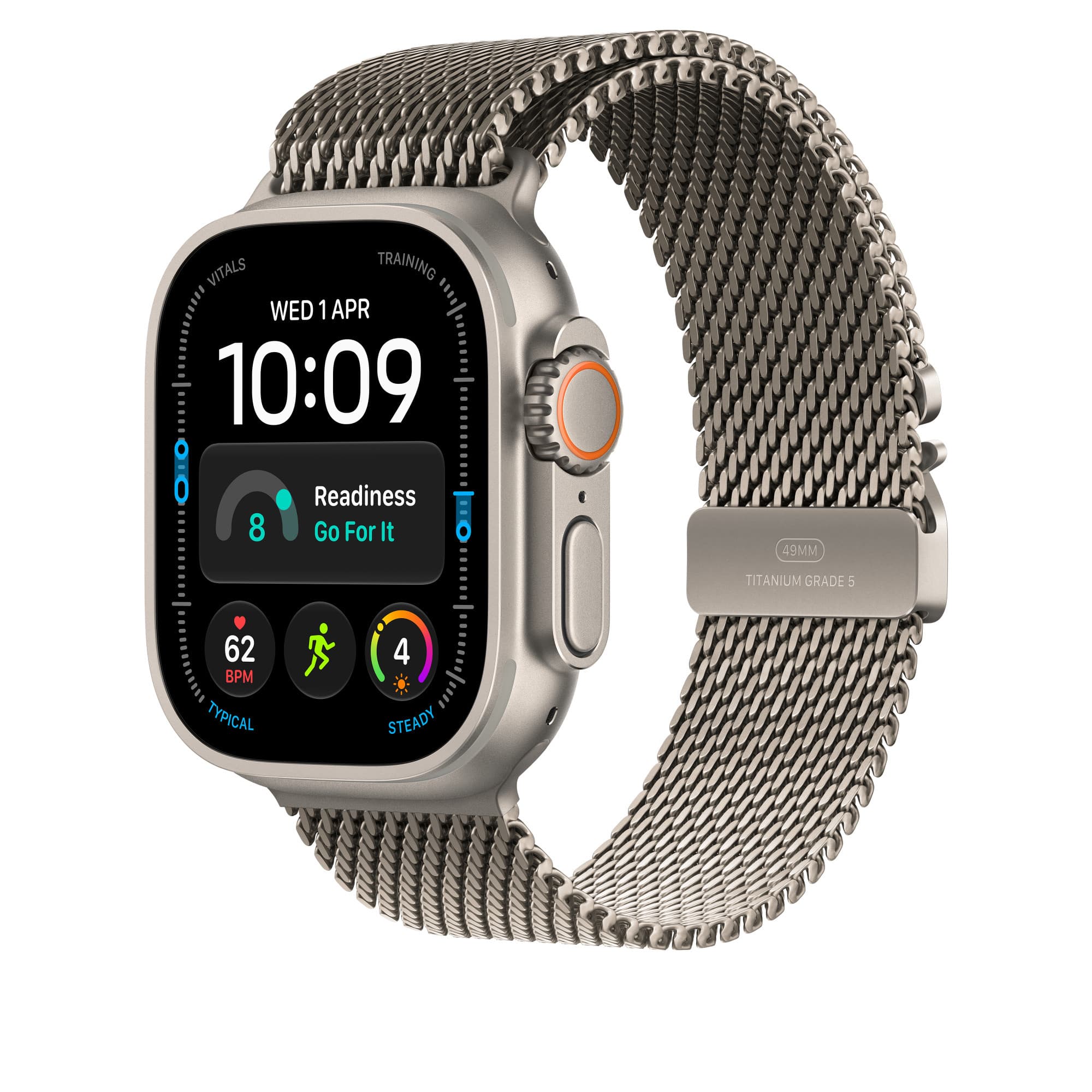Milanesisk loop i titan till Apple Watch på en Apple Watch (klockan ingår inte)