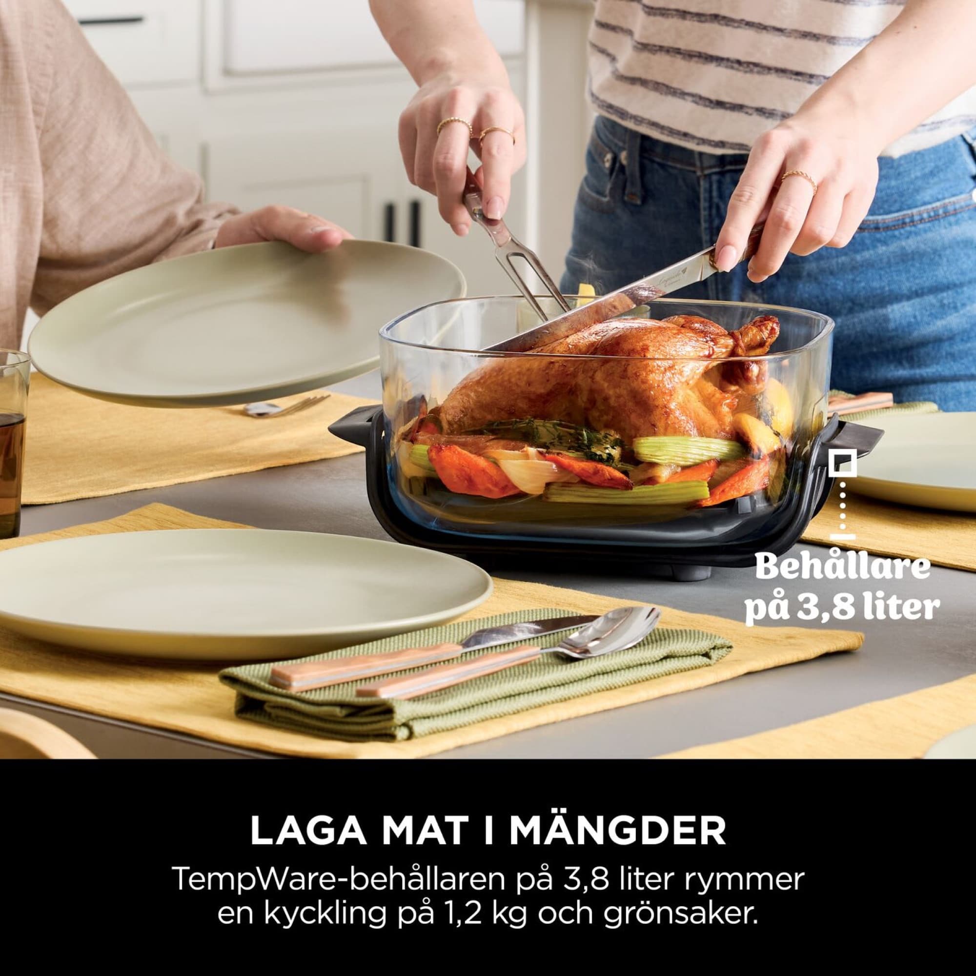 Kyckling och grönsaker i den stora glasformen på 3,8 l