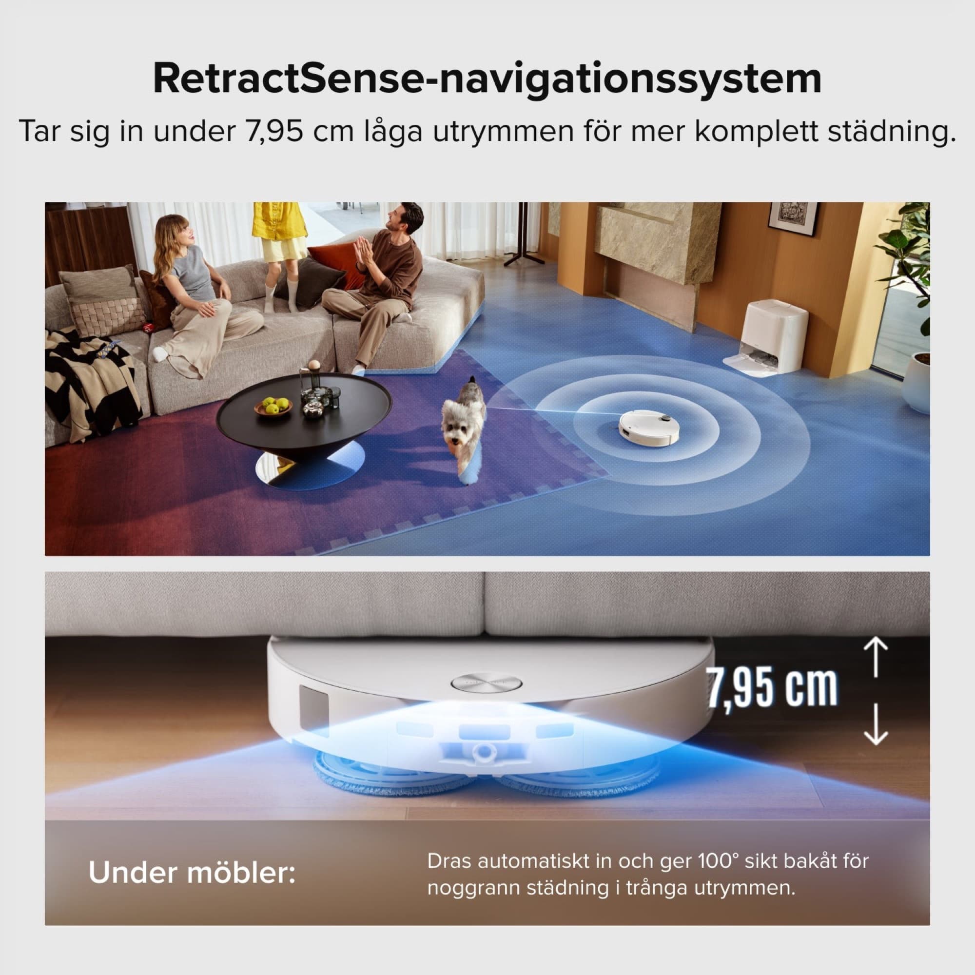 Saros 20 Neo i vitt under soffan