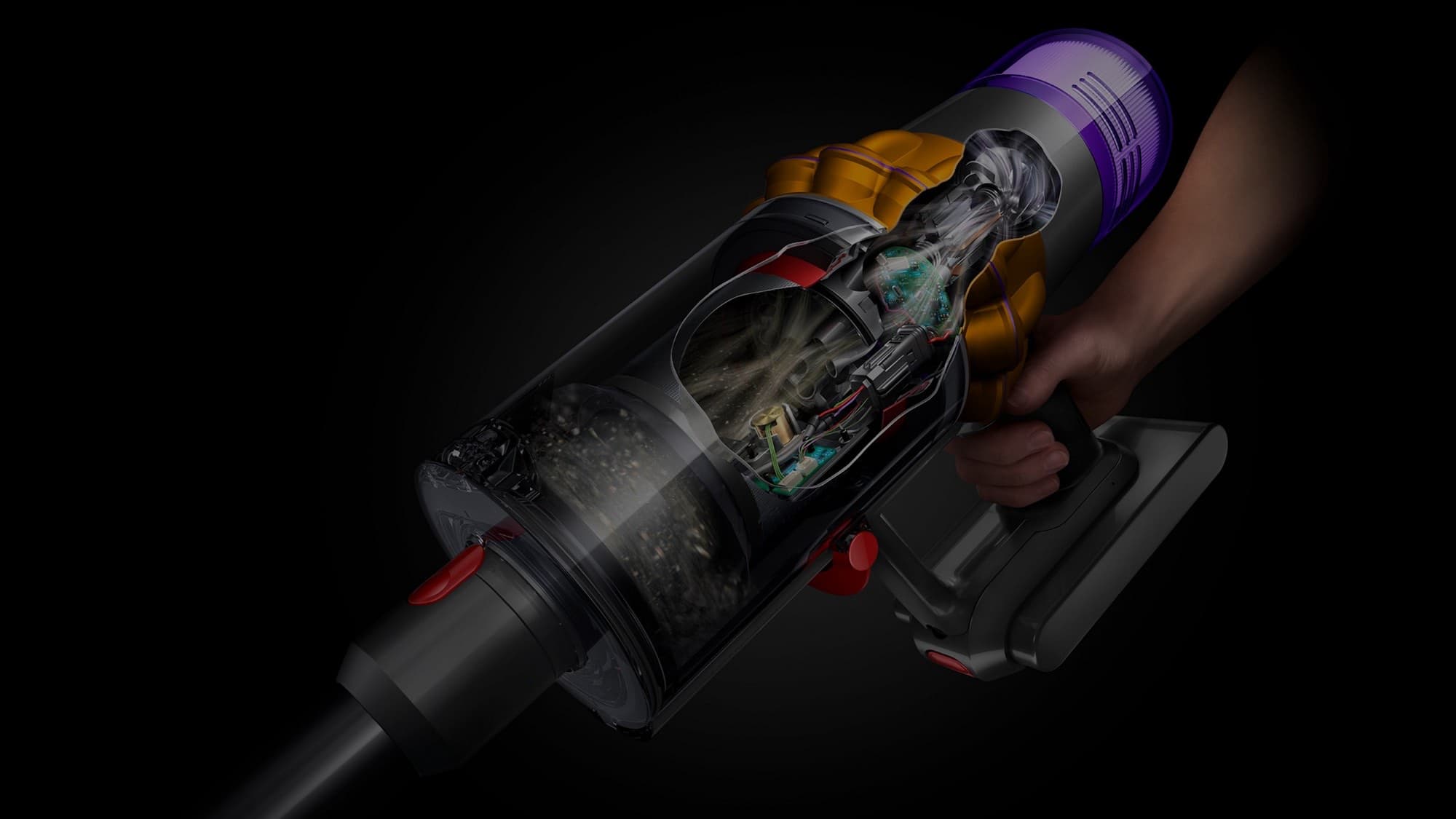 Cut-away of the handheld vacuum