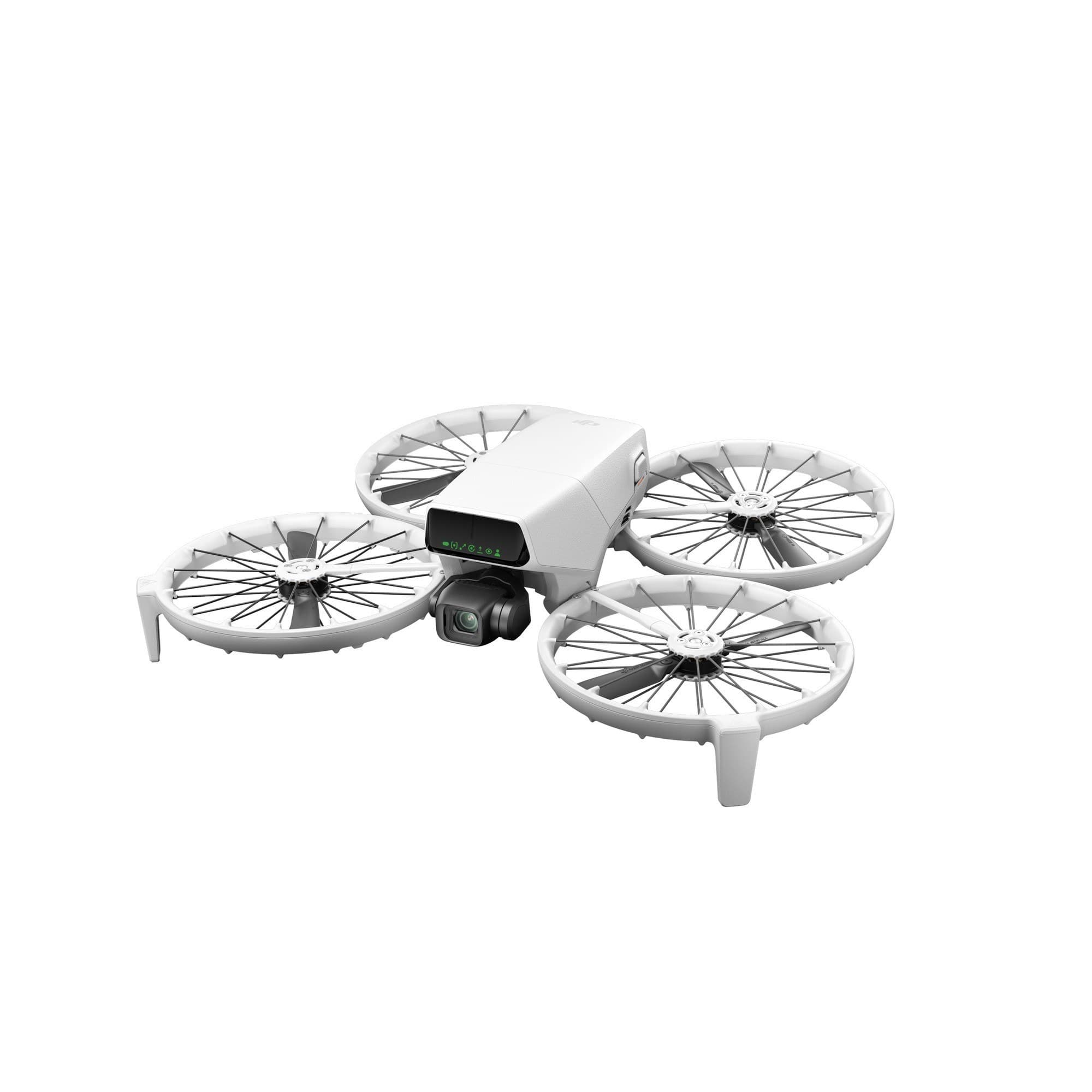 DJI Flip from the front at an angle with propeller guards