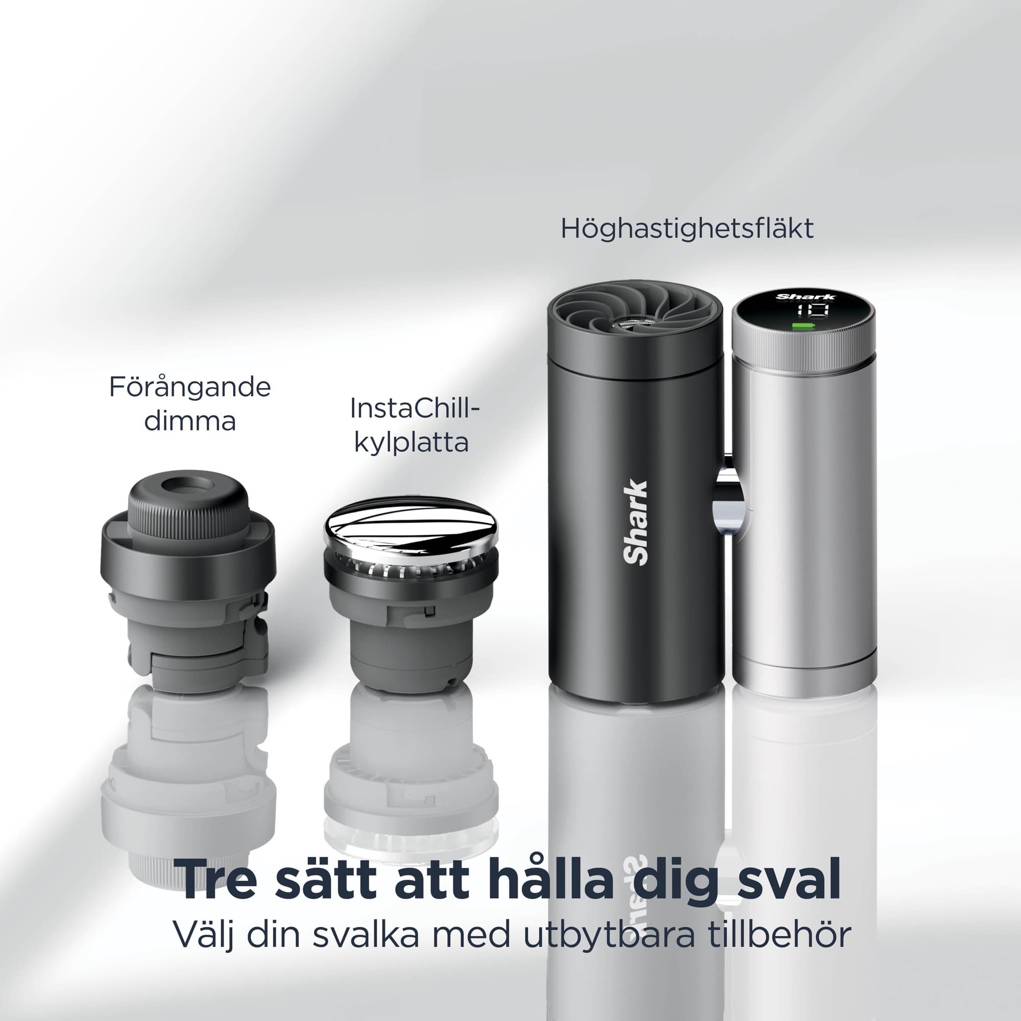 Tre toppar: fläkt, dimma och kylplatta