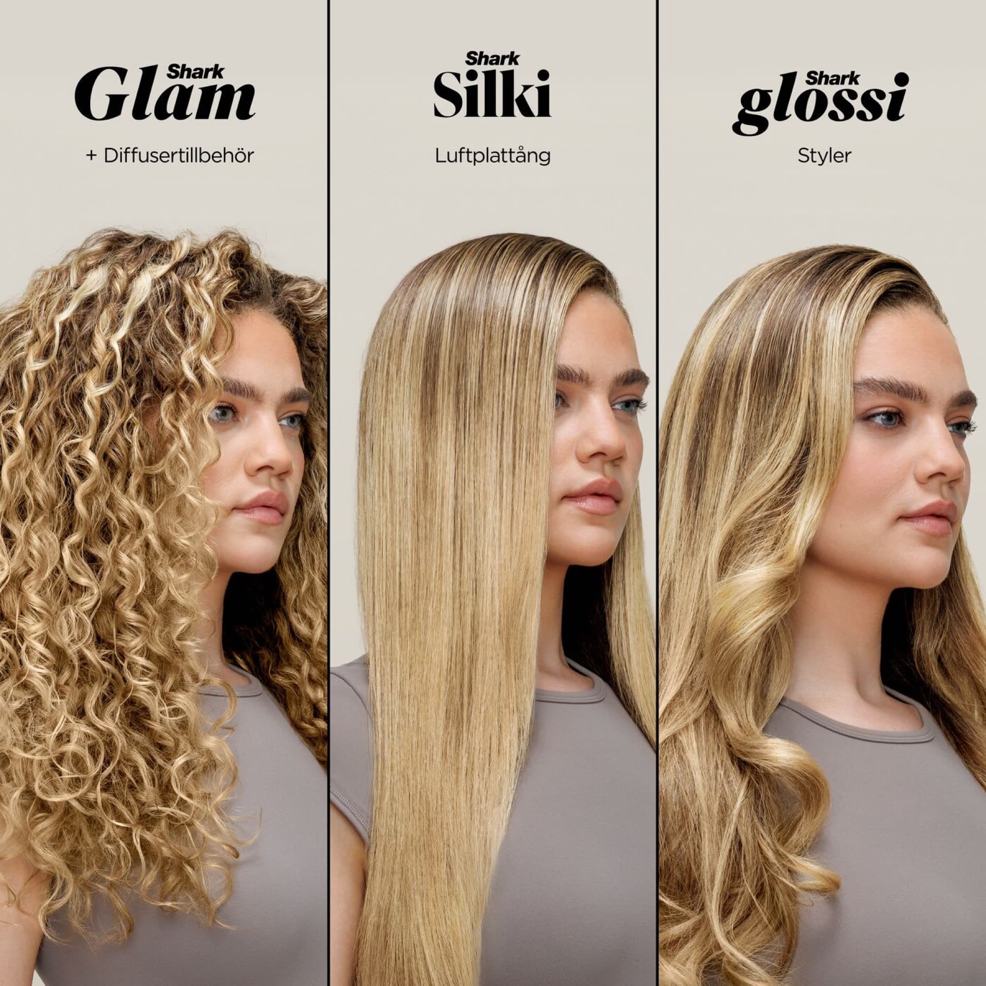 Tre looker: diffuser, Silki och Glossi