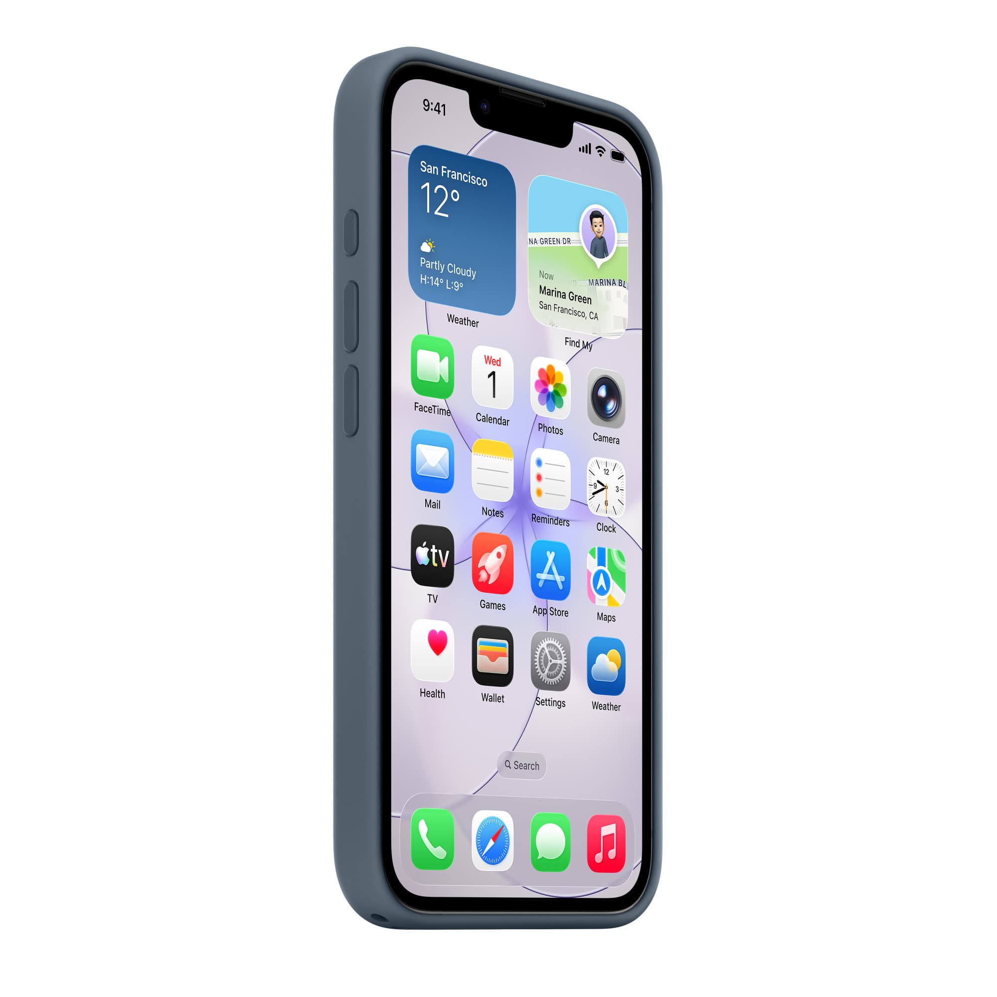 Silikonskal med MagSafe till iPhone 17e från en annan vinkel