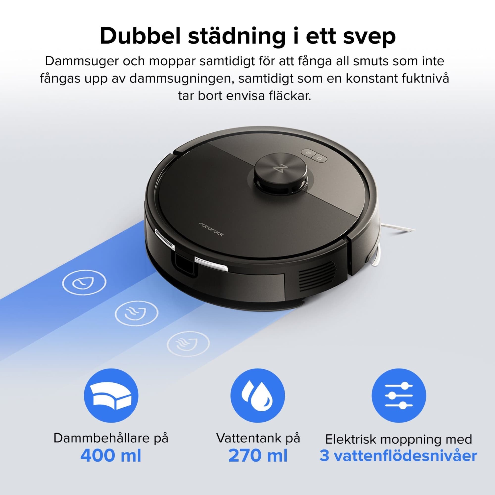 Q7 L5 dammsuger och moppar i samma tur