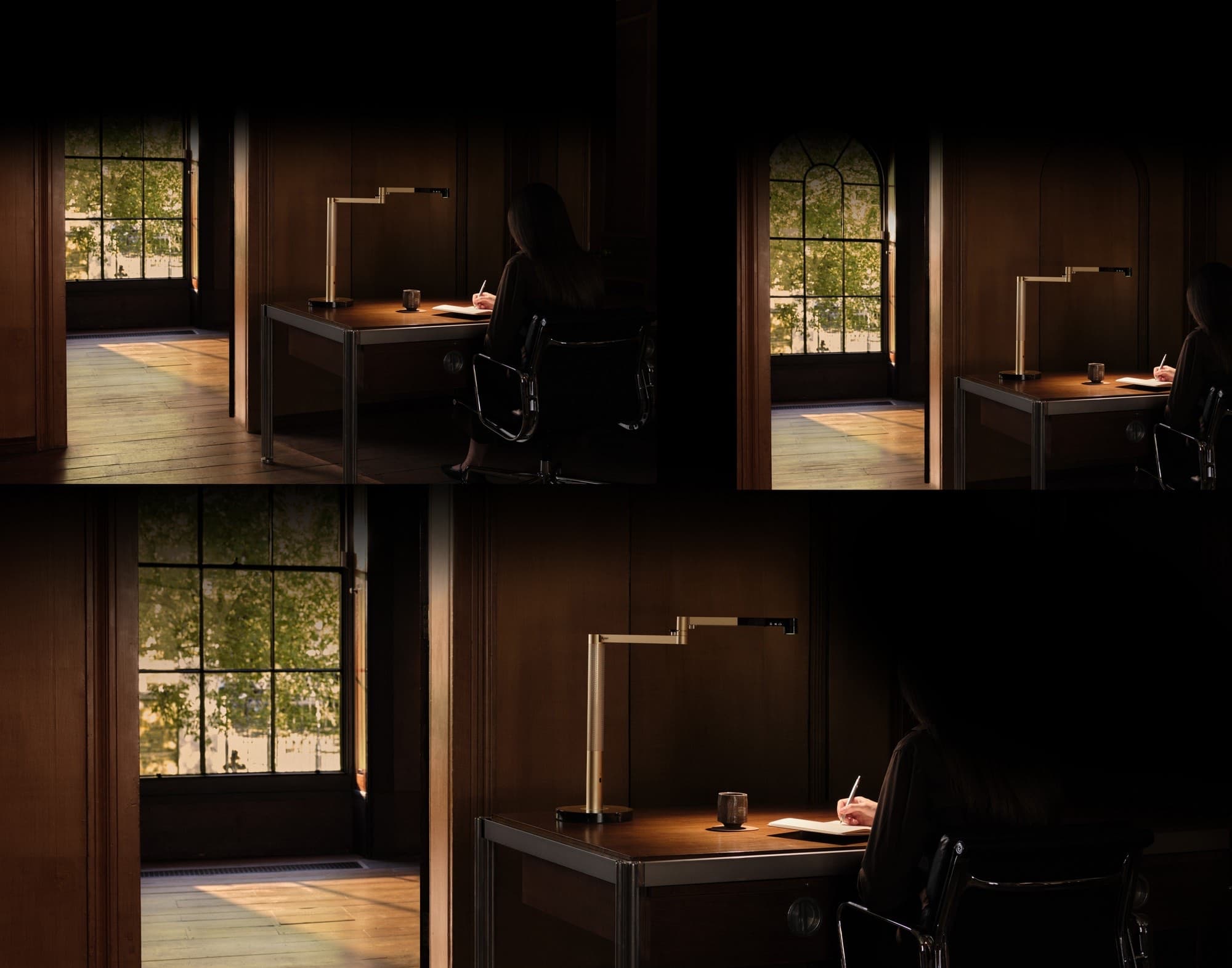The lamp at a desk during the day