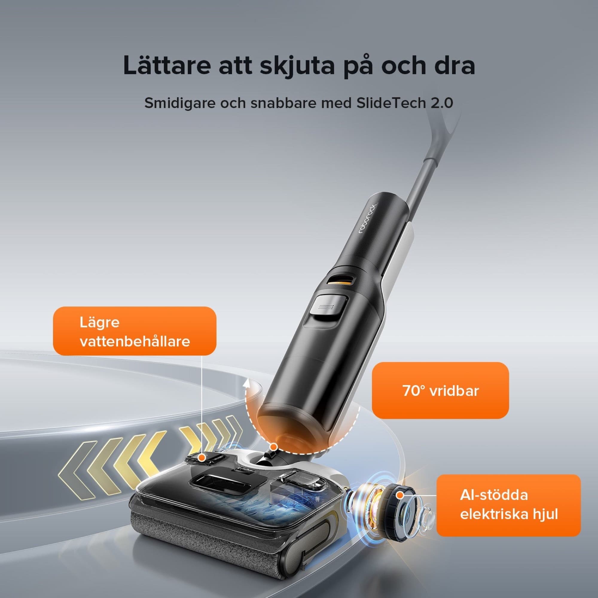Hjul med motorhjälp och vridbart huvud