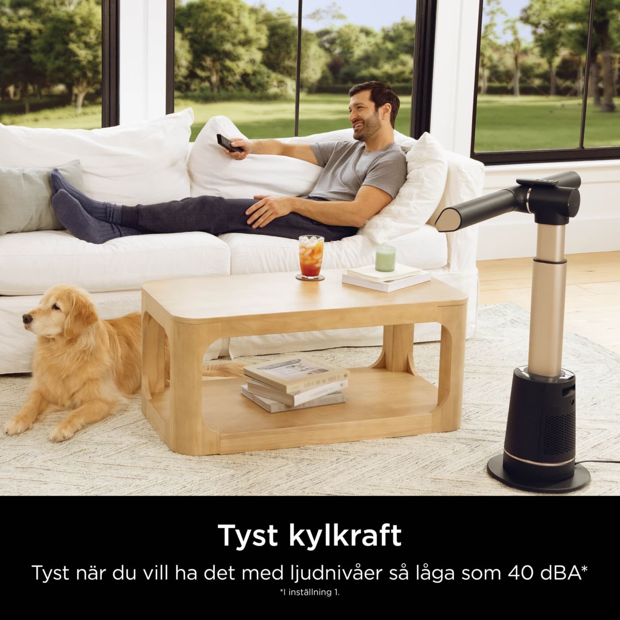 Tyst fläkt vid soffan