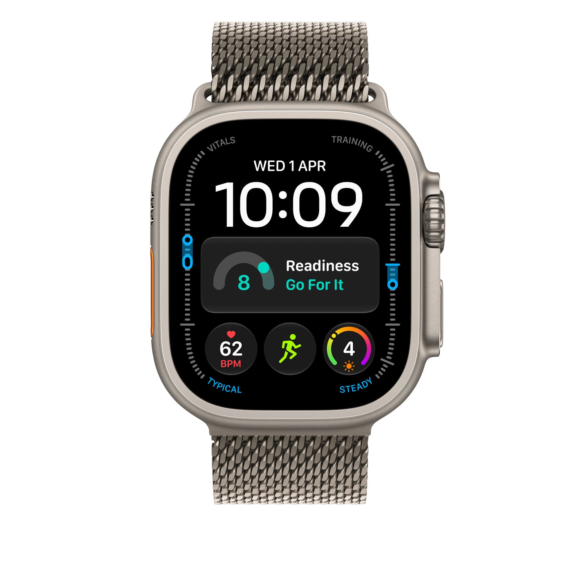 Milanesisk loop i titan till Apple Watch på en Apple Watch (klockan ingår inte)