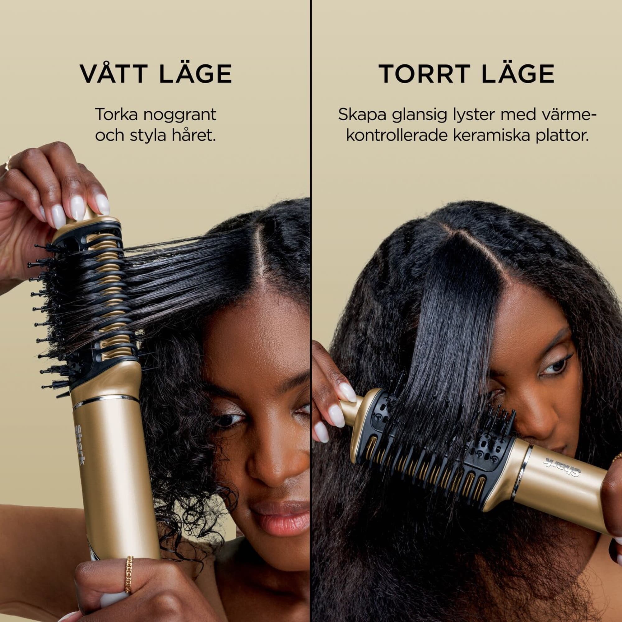 Glossi-borsten i vått läge och torrt läge