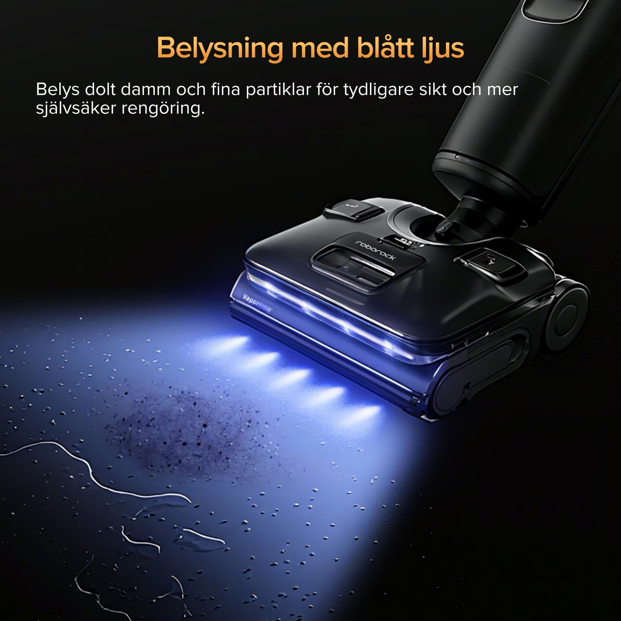 Blått ljus som visar damm