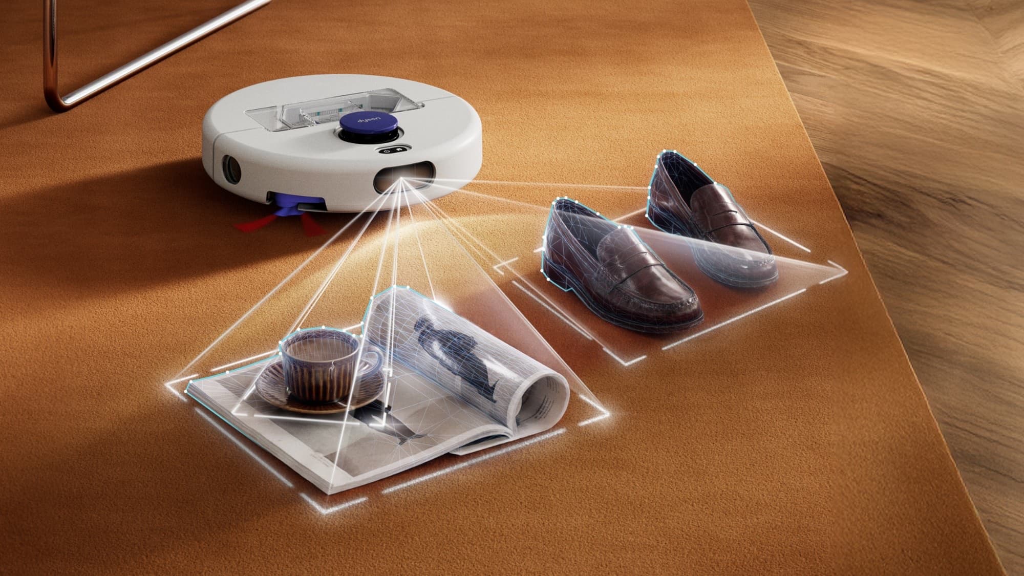 The robot detecting objects on the floor