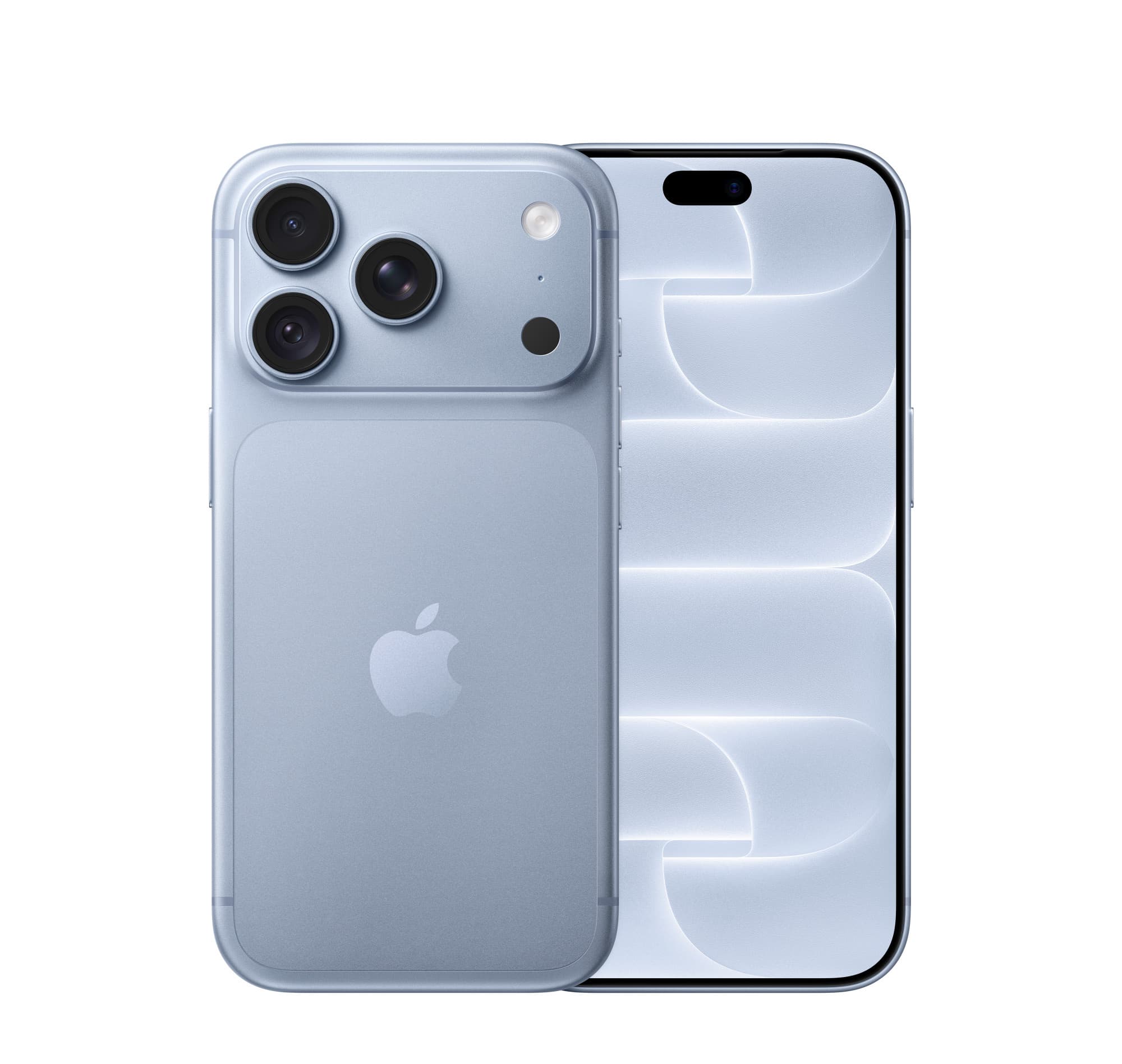iPhone 18 Pro i glaciär, fram- och baksida